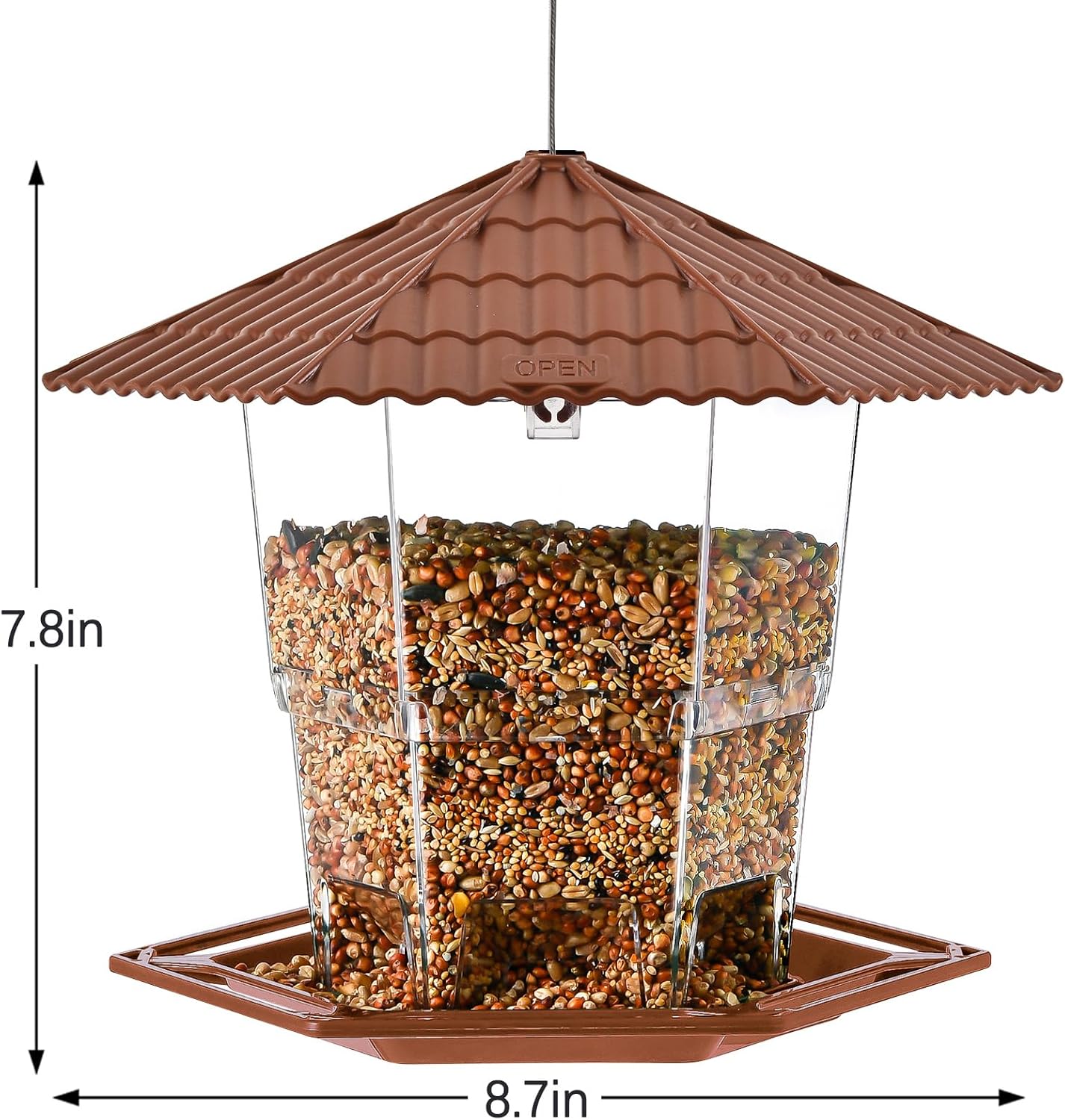 Bird Feeders for Outdoors Hanging Bird Feeder Wild Birds Seed, Brown 2