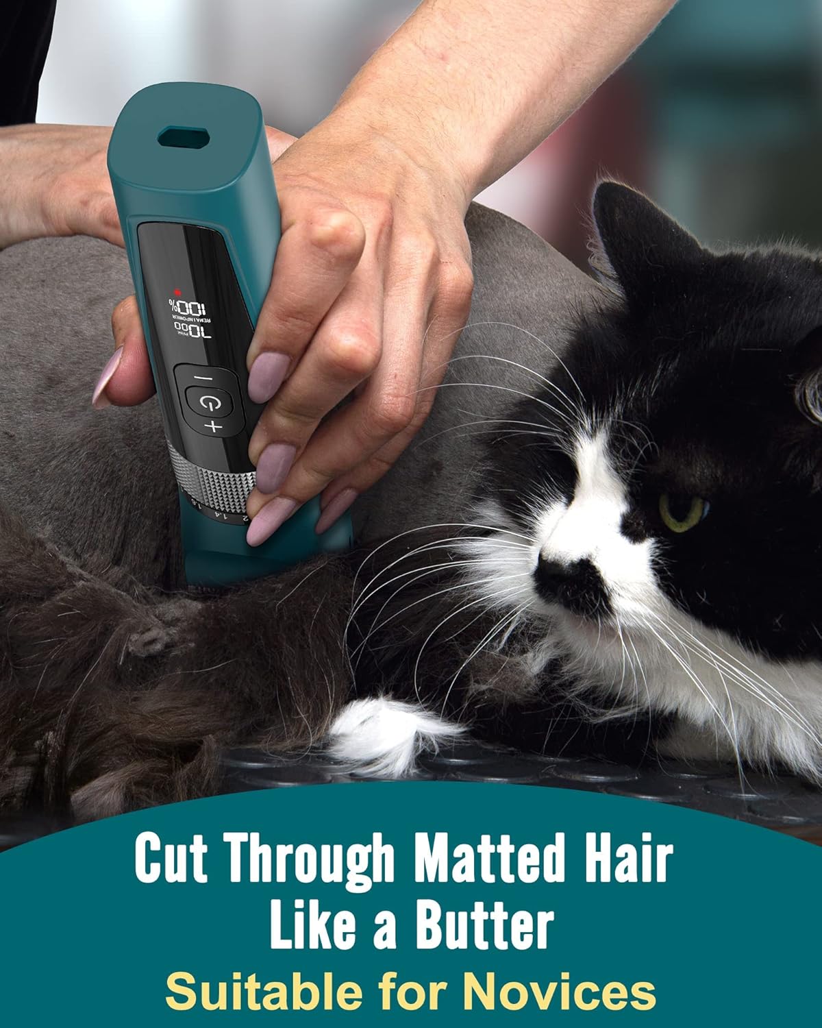 oneisall Cat Clippers for Matted Hair, 5-Speed Quiet Cat Grooming kit,