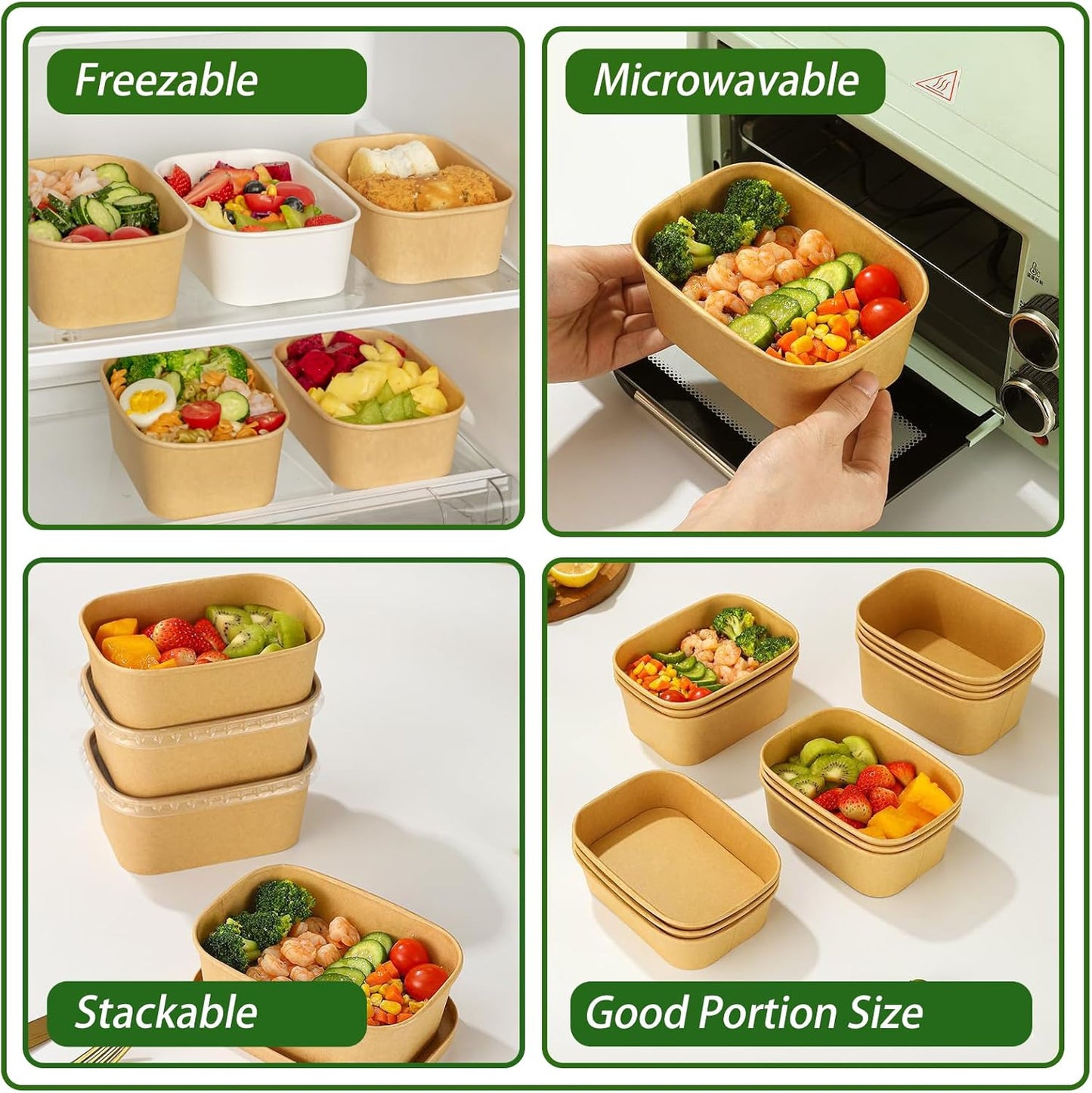 50-Pack 29oz Disposable Kraft Paper Bowls【with Lids and Forks】,Meal Prep Containers Disposable To go Food Containers for Easter Parties Take Out Containers, Microwave Safe for Hot/Cold Food