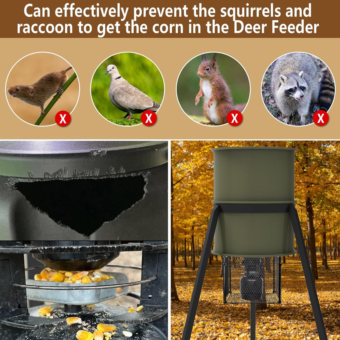 moonoom Deer Feeder Varmint Guard - 14.5” x 12.5” Varmint Cage for Feeder, Keep Raccoon Squirrels Birds Away from Your Feeder (Square)