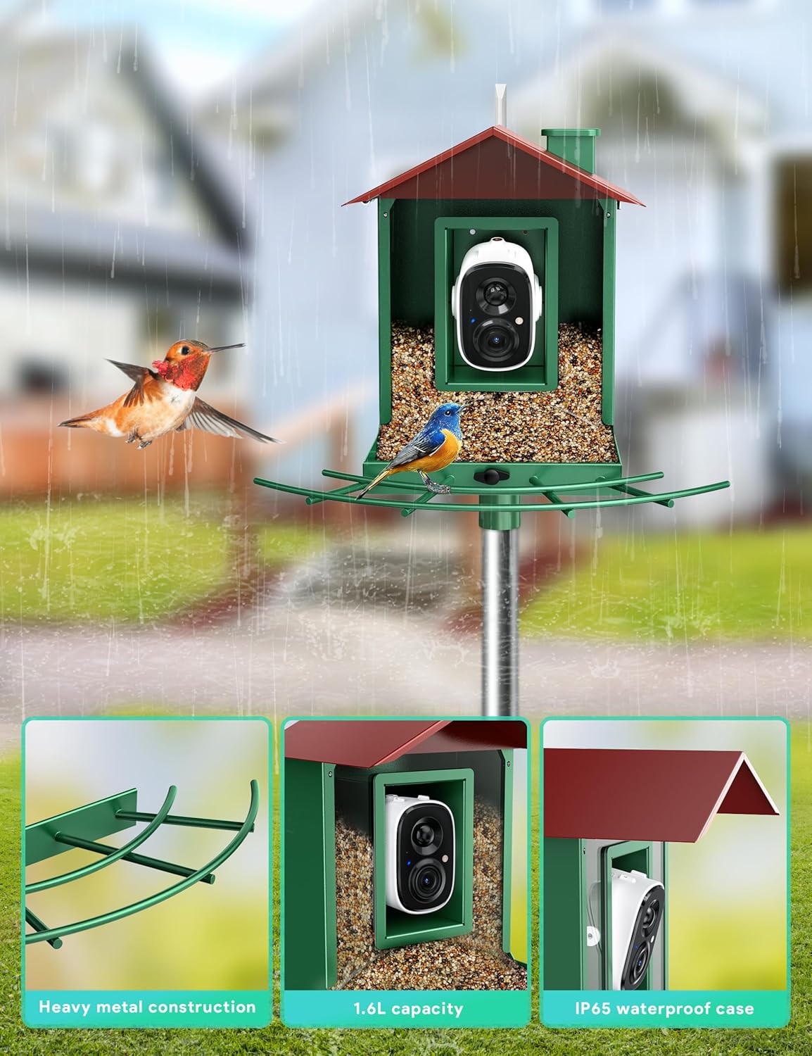 Osoeri Bird Feeder with Camera, Camera Bird Feeder for Outside, Solar-