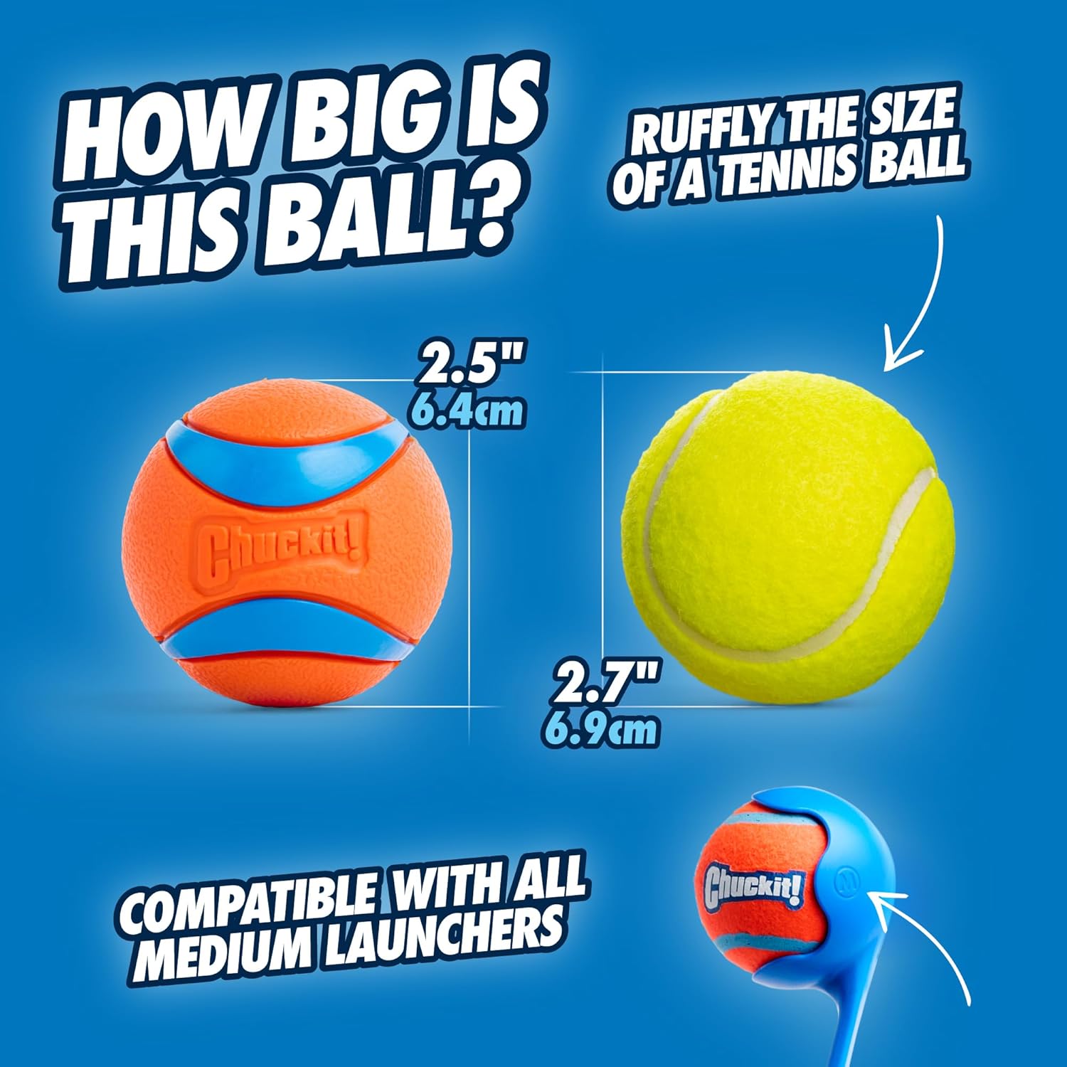 Chuckit! Ultra Ball Dog Toy - Medium Bouncy Fetch Balls For Dogs 20-60