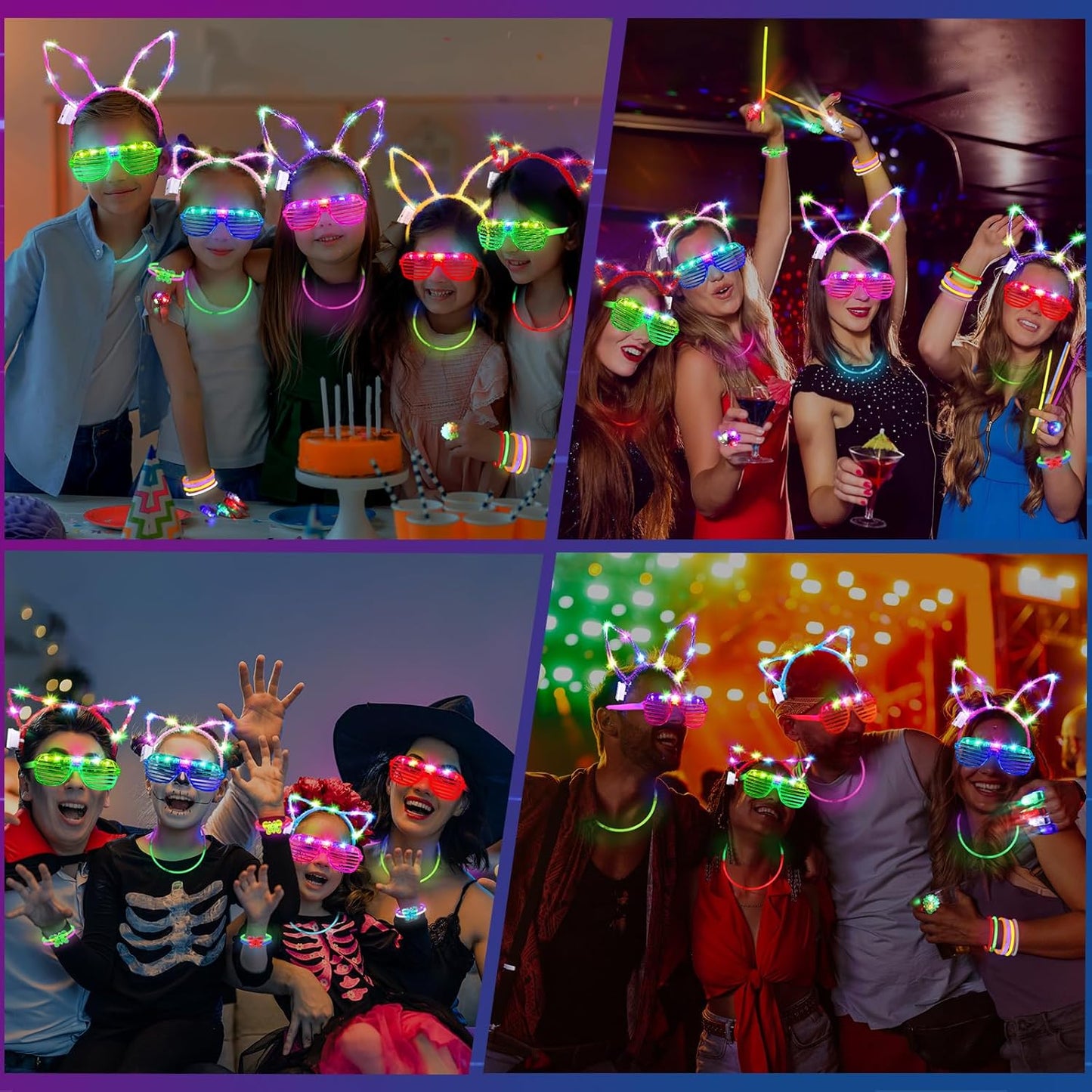 150PCS Glow in the Dark Party Supplies for Kids Adults, Light Up Party