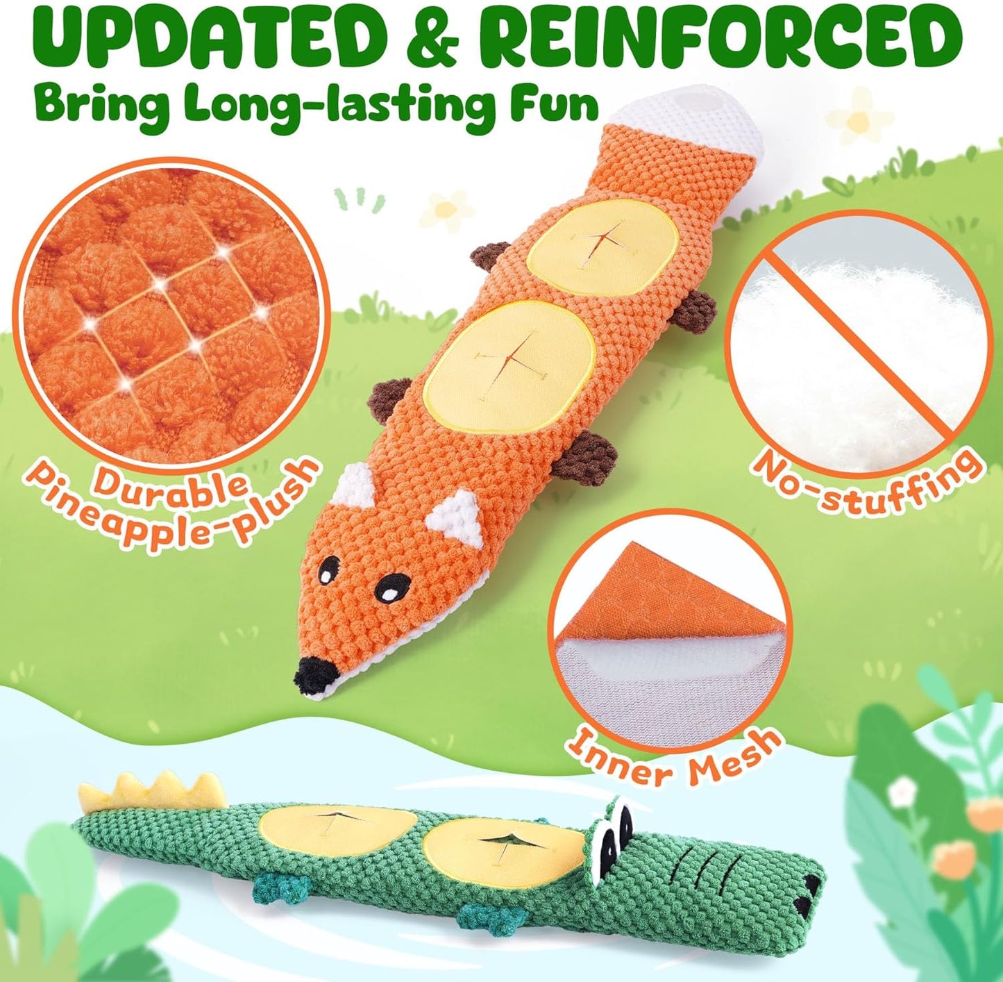 XIUGOAL Dog Toys for Aggressive Chewers, 2 Pack No Stuffing Interactiv
