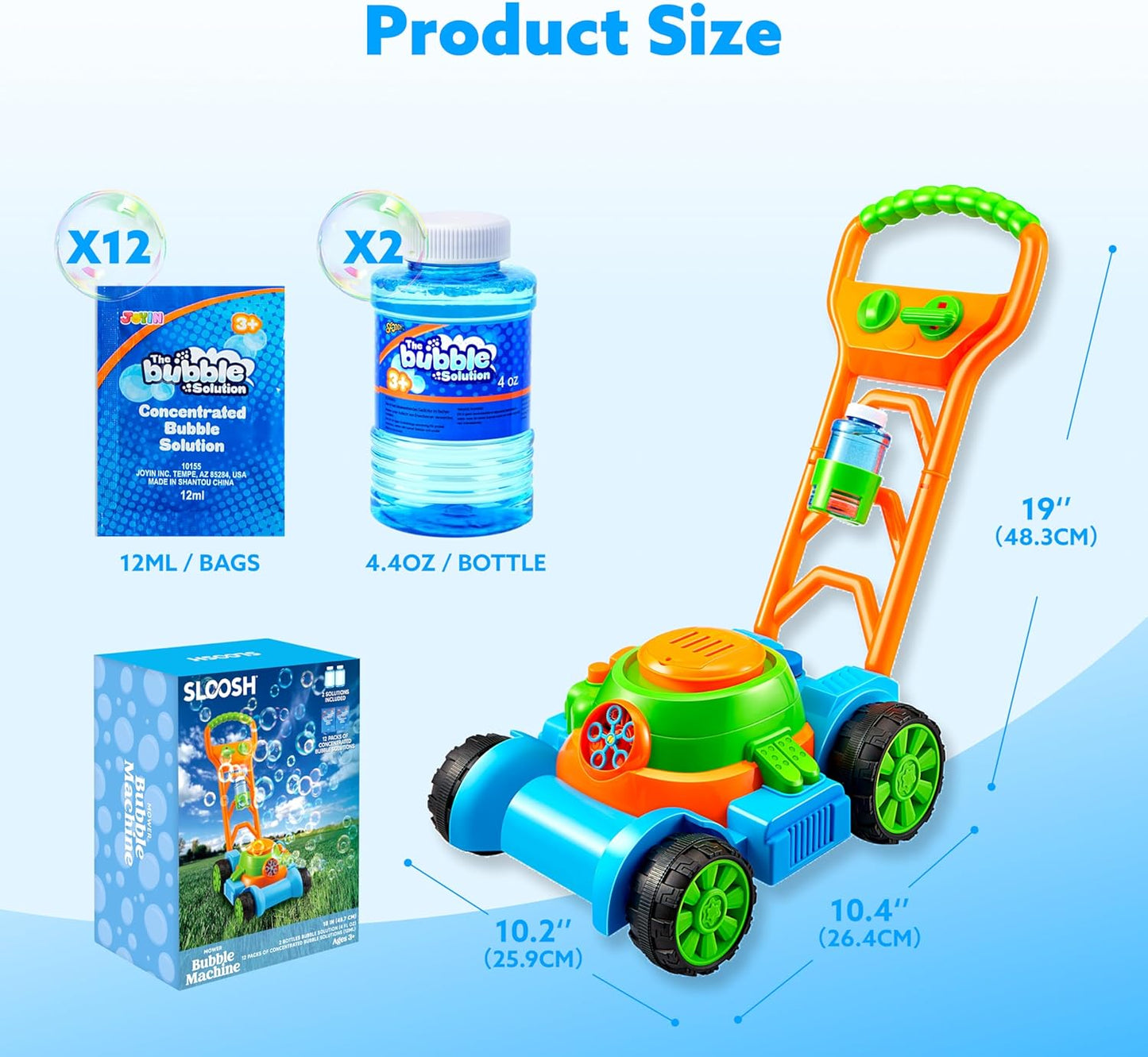 SLOOSH Bubble Lawn Mower Toddler Toys - Spill-Proof Bubble Machine Pre