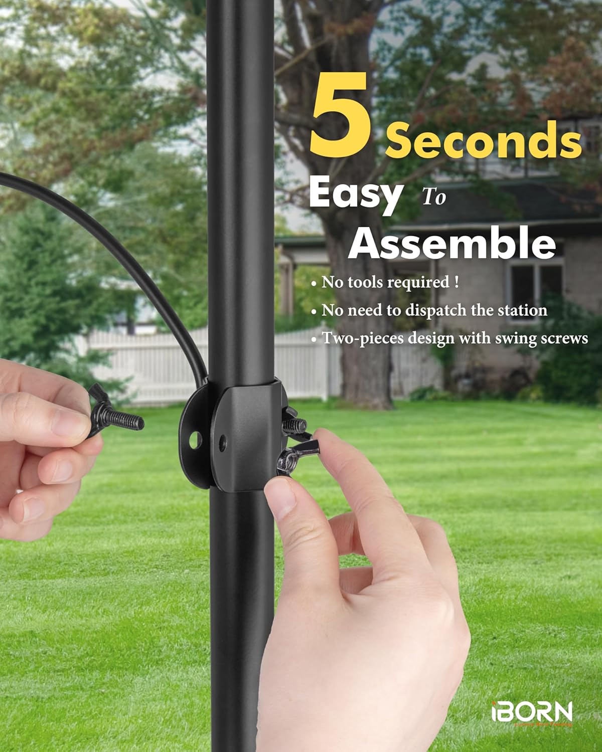 iBorn Bird Feeders Hangers for 1” Pole Stand Station Outdoor Hanging Hooks for Humming Bird Feeders for Outside Plant Hanger Hook Bracket Kit 12.2 Inch Long Metal Hooks for 1 Inch Pole, Pack of 2