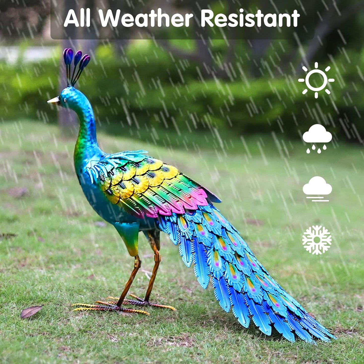 chisheen Metal Peacock Statue Garden Decor Yard Art Sculpture Outdoor Decoration for Lawn,Patio,Backyard,Housewarming Birthday Gifts for Women,Mom,Grandma
