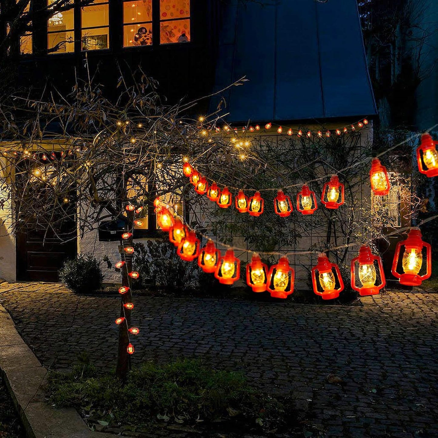 AceList 30 LED Red Lantern String Lights for Bedroom Patio Garden Holiday Home Indoor Decorations, Mini Kerosene Lights String (Warm White Light)
