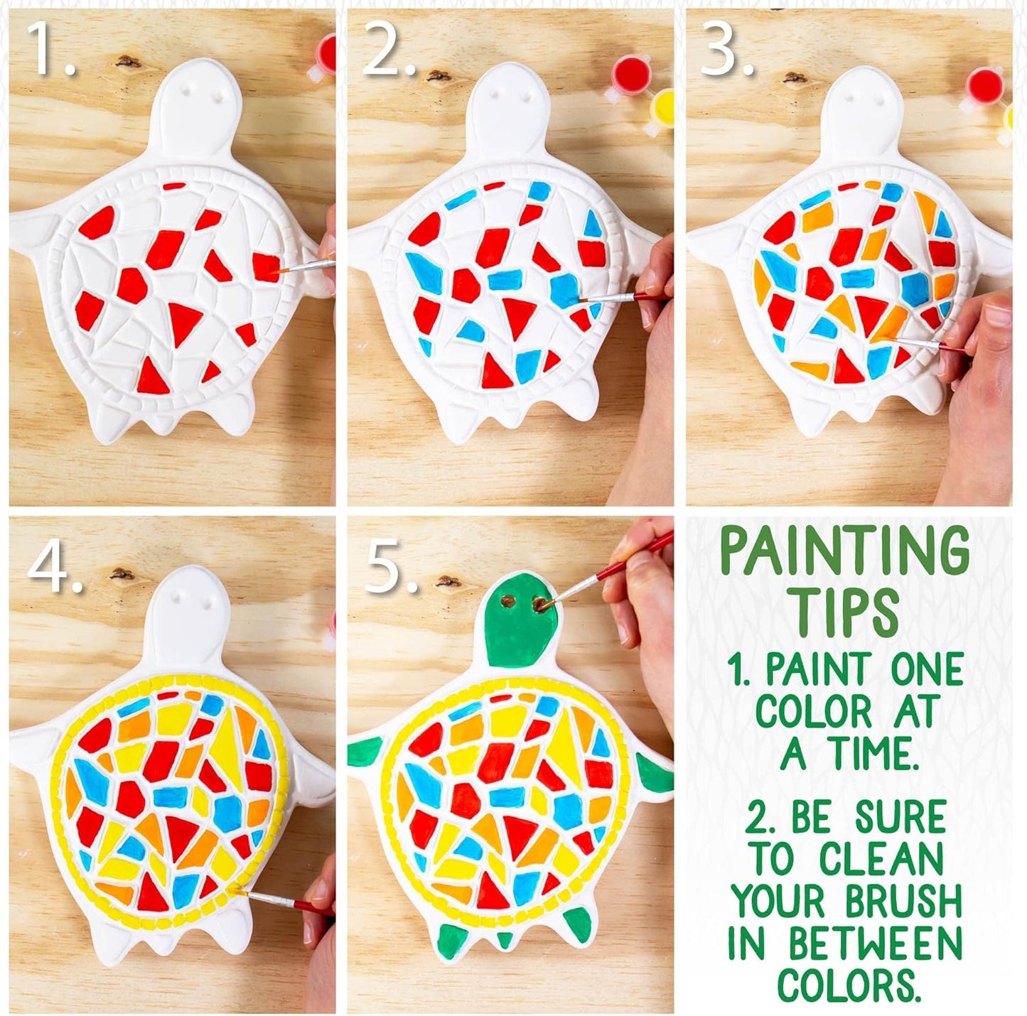 Creative Roots Mosaic Turtle DIY Stepping Stone Kit, Includes Ceramic 