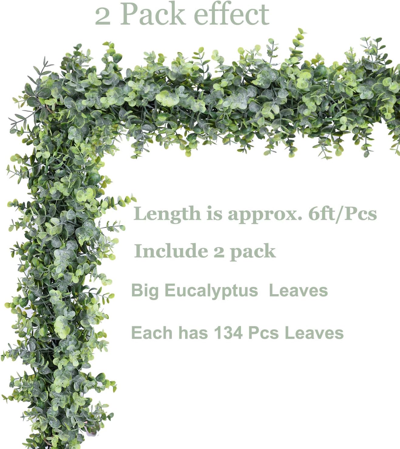 DearHouse Faux Eucalyptus Garland Plant, 2 Pack Artificial Vines Hangi
