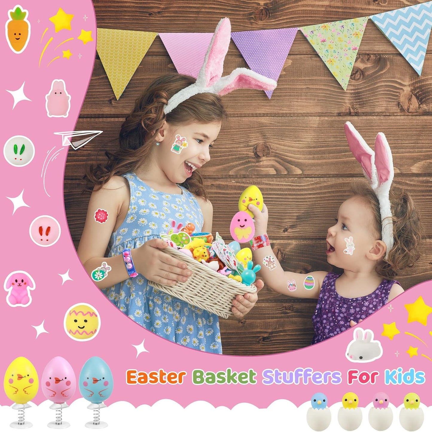 tgosomt 120Pcs Easter Basket Stuffers, Easter Egg Fillers,Essentials Gifts Ideas for Kids Boys Girls Baby, Easter Egg Stuffers, Funny Party Favors Goodie Bag Toys for 4 5 6 7 8 9 10