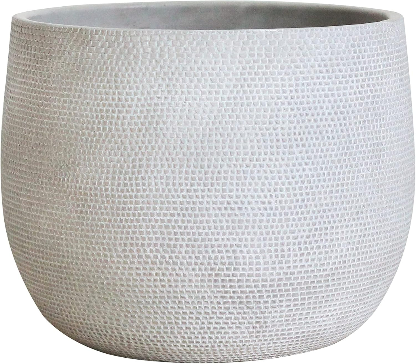 Olly & Rose Barcelona Ceramic Plant Pot Large 25cm 10 Inch - Light Grey Off White Flower Pots - Indoor & Outdoor Planters