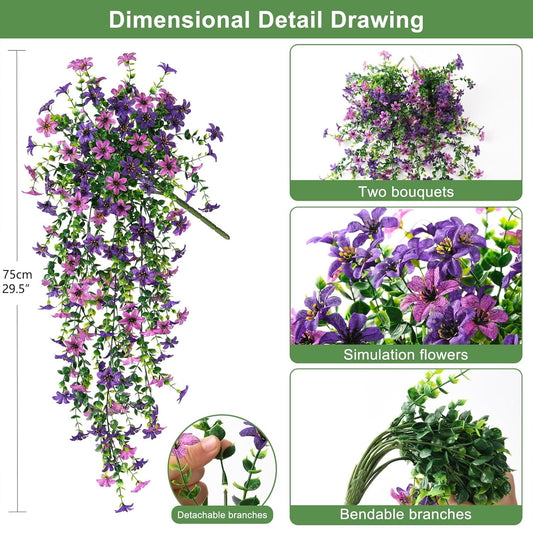 Artificial Fake Hanging Flowers Plants for Outdoor Spring Decoration,2