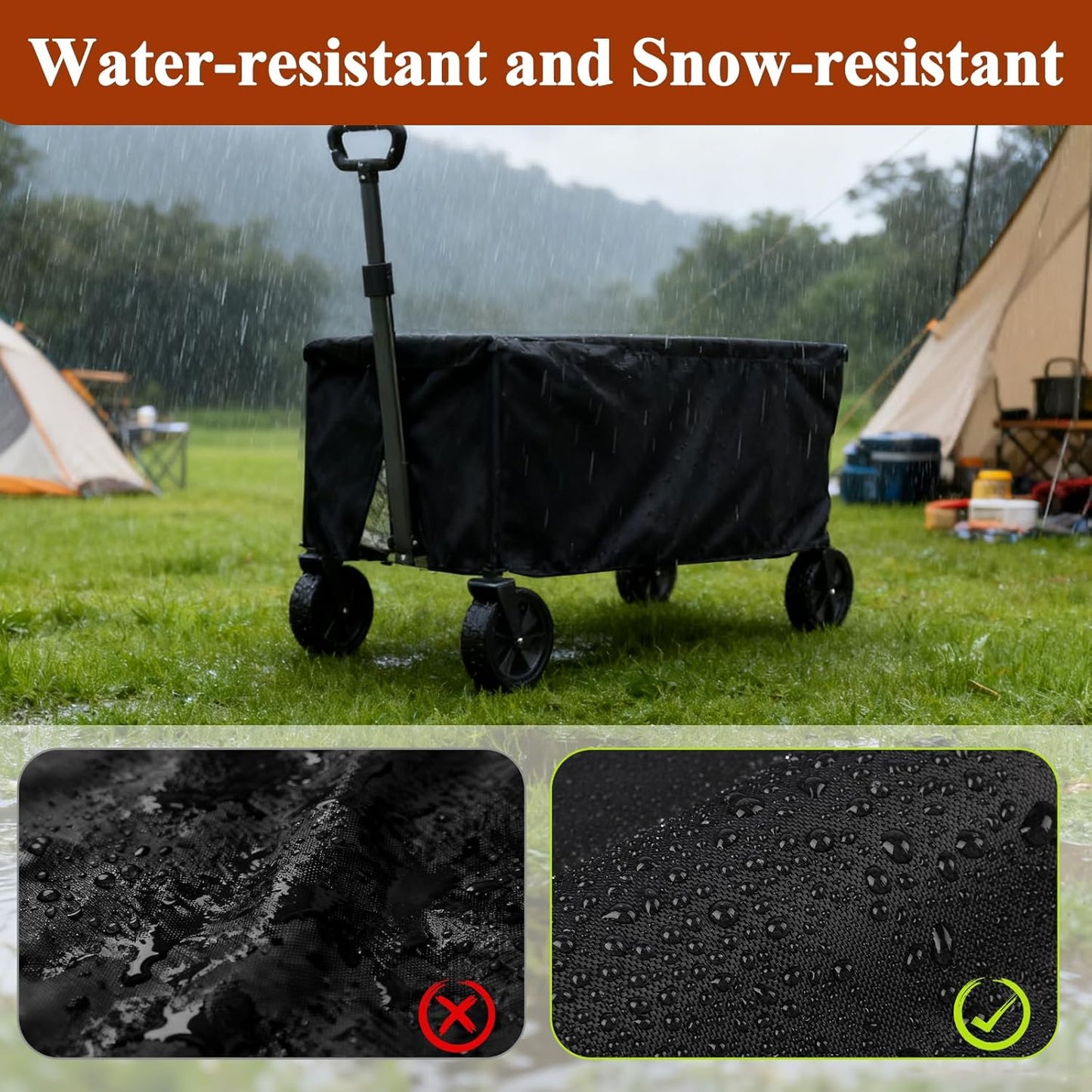 TheElves Collapsible Wagon Cover, Outdoor Folding Garden Cart Covers Heavy Duty, Waterproof Windproof Dustproof UV-Resistant Cover for Beach Sport and Camping Wagons - 48 x 24 x 20 inch