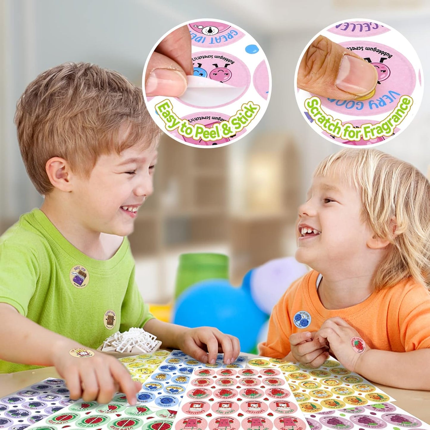 Scratch and Sniff Stickers - 864 Pieces, 12 Different Scents, 36 Sheets - Reward Stickers for Kids, Teachers, Parents, Crafts, Party Favors, Christmas Gifts