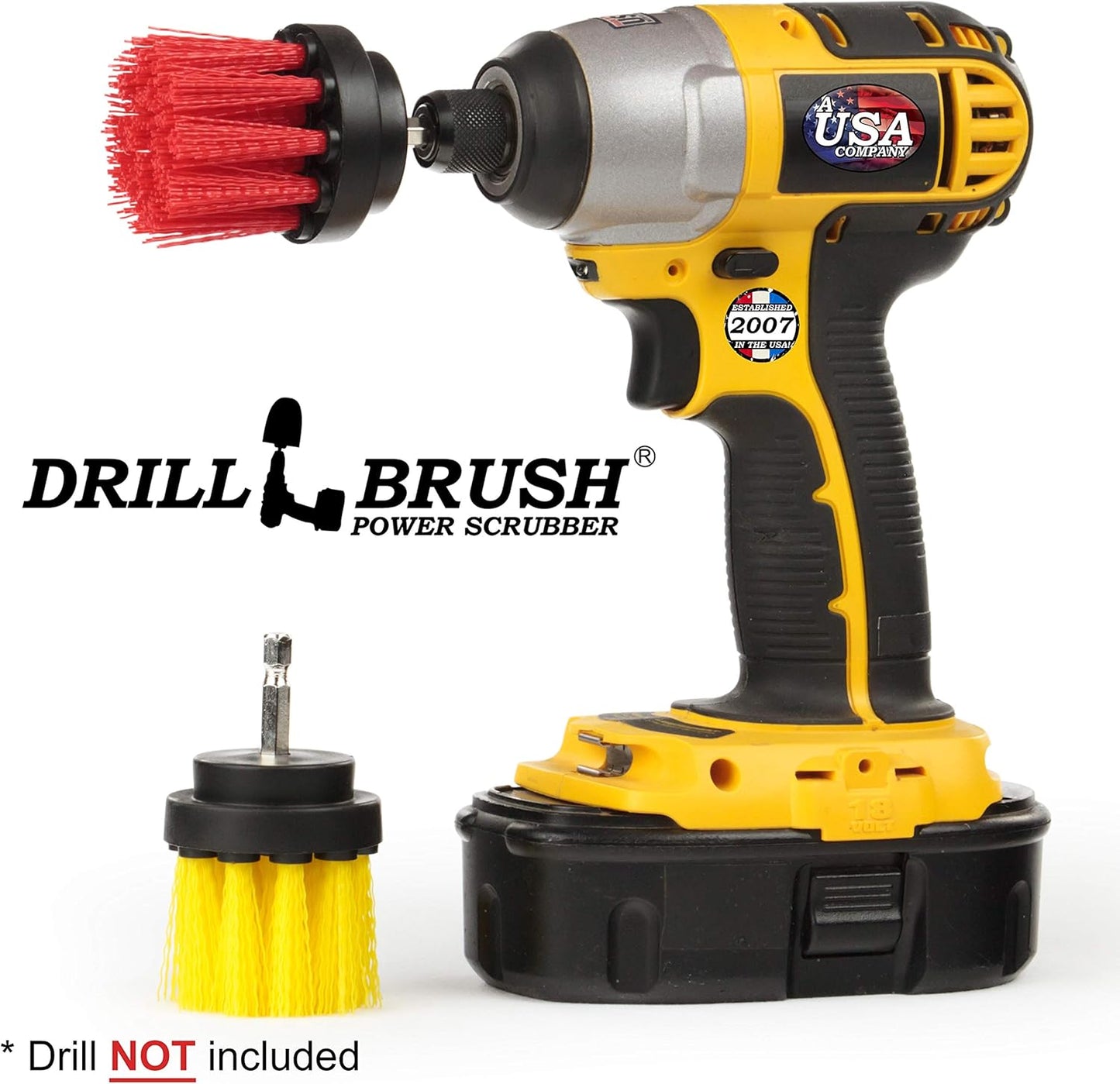 Cleaning Supplies - Drill Brush - Grout Cleaner - 2-inch Long Bristle Spin Brush Set - Bird Bath - Gnome - Scrubber - Bathroom Accessories - Shower Curtain - Bath Mat - Shower Cleaner - Rust - Calcium