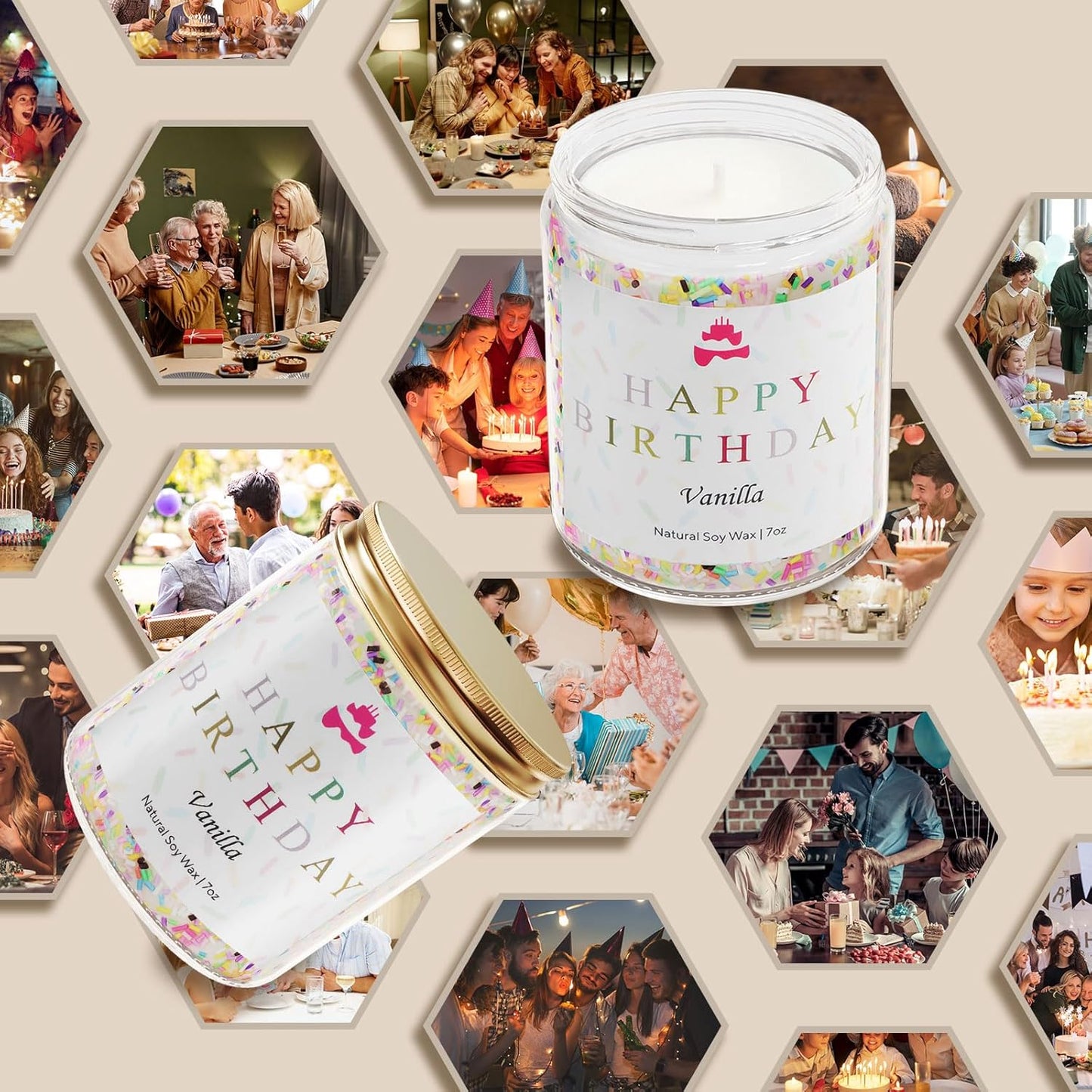 Lihome Happy Birthday Candle - Birthday Gifts for Women, Men, Mom, Dad, Sister, Teacher, Friends - Best Gifts for Her Ideas, Natural Soy Wax Vanilla Scented Candles