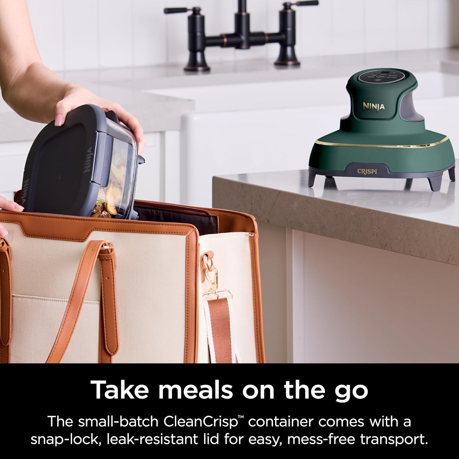 Ninja Crispi 5-in-1 Glass Air Fryer | 450°F, Nontoxic, 4QT & 6-Cup Con