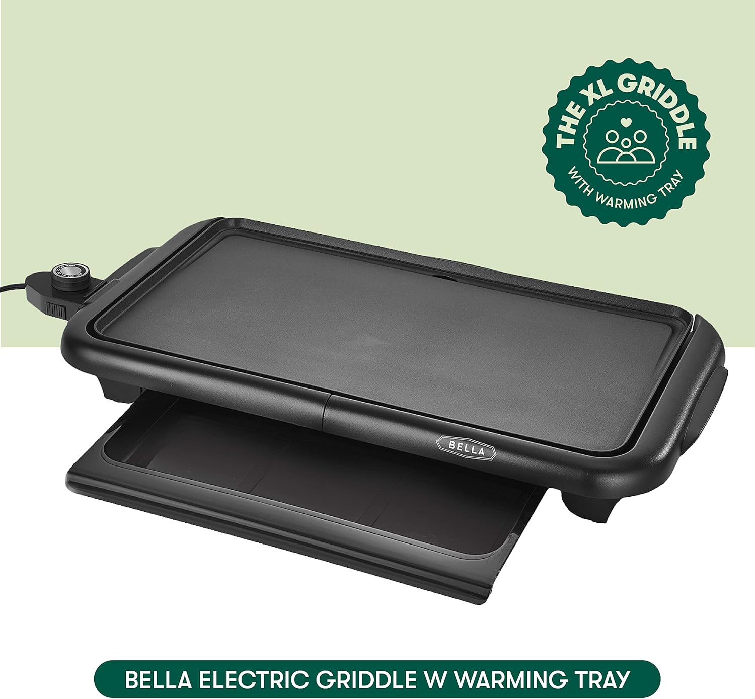 bella Electric Griddle with Warming Tray - Smokeless Indoor Grill, Non