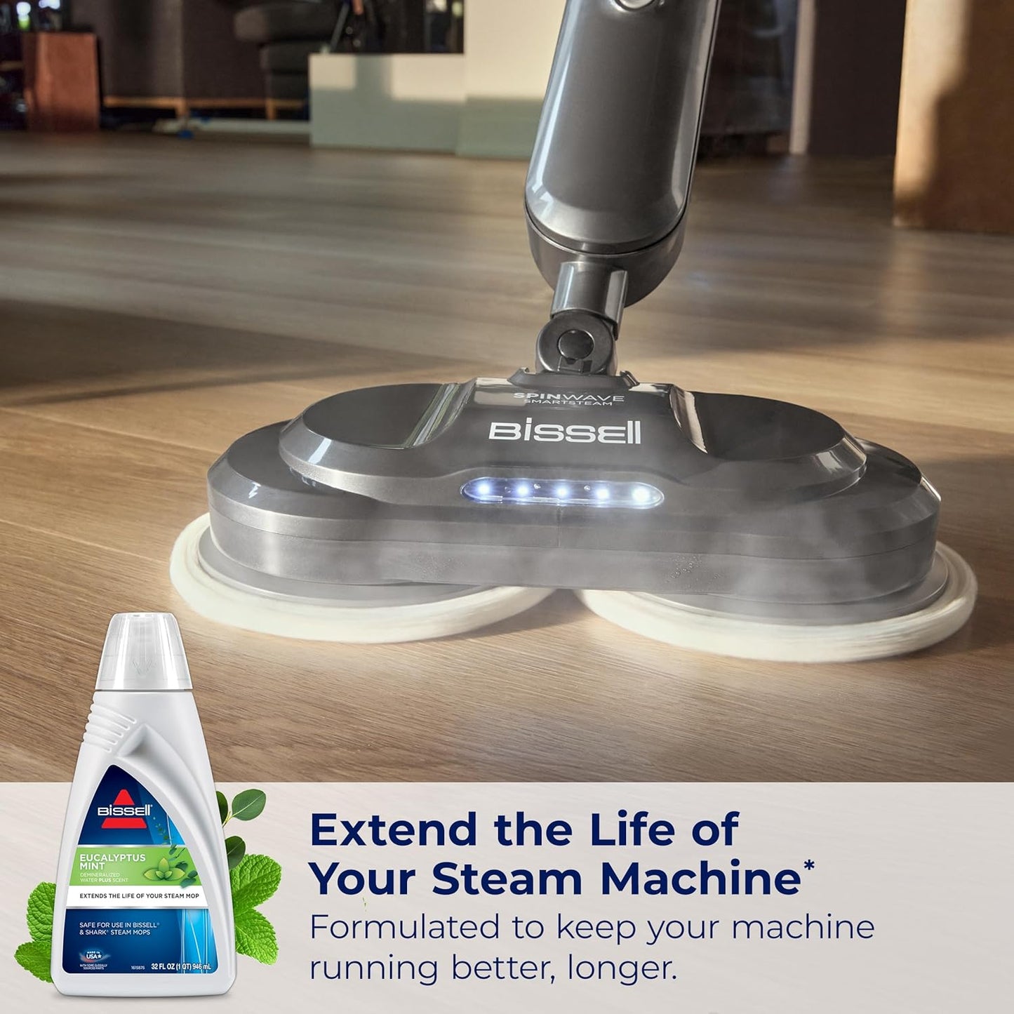 BISSELL EUCALYPTUS MINT DEMINERALIZED STEAM MOP WATER, 32 ounces, 1392