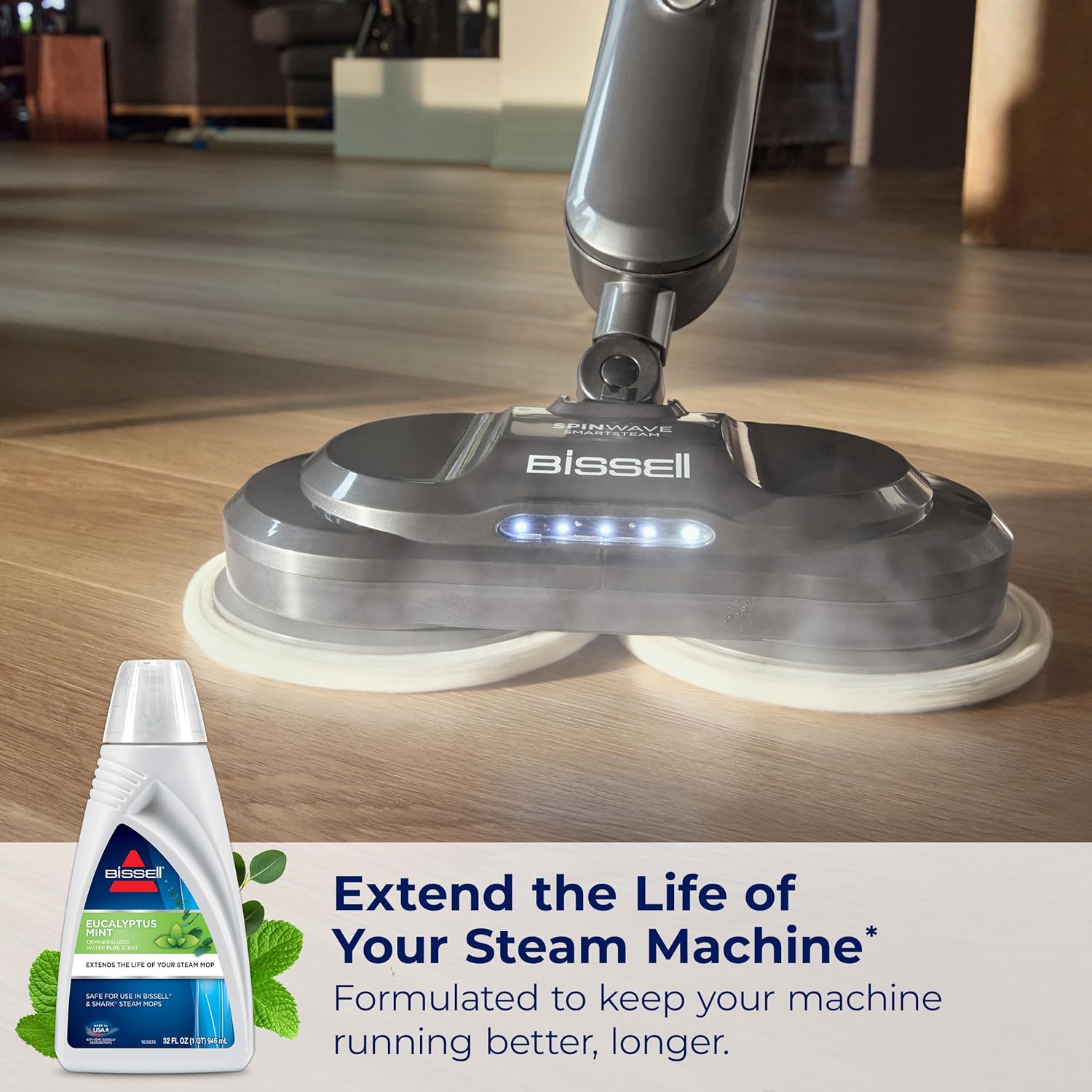 BISSELL EUCALYPTUS MINT DEMINERALIZED STEAM MOP WATER, 32 ounces, 1392