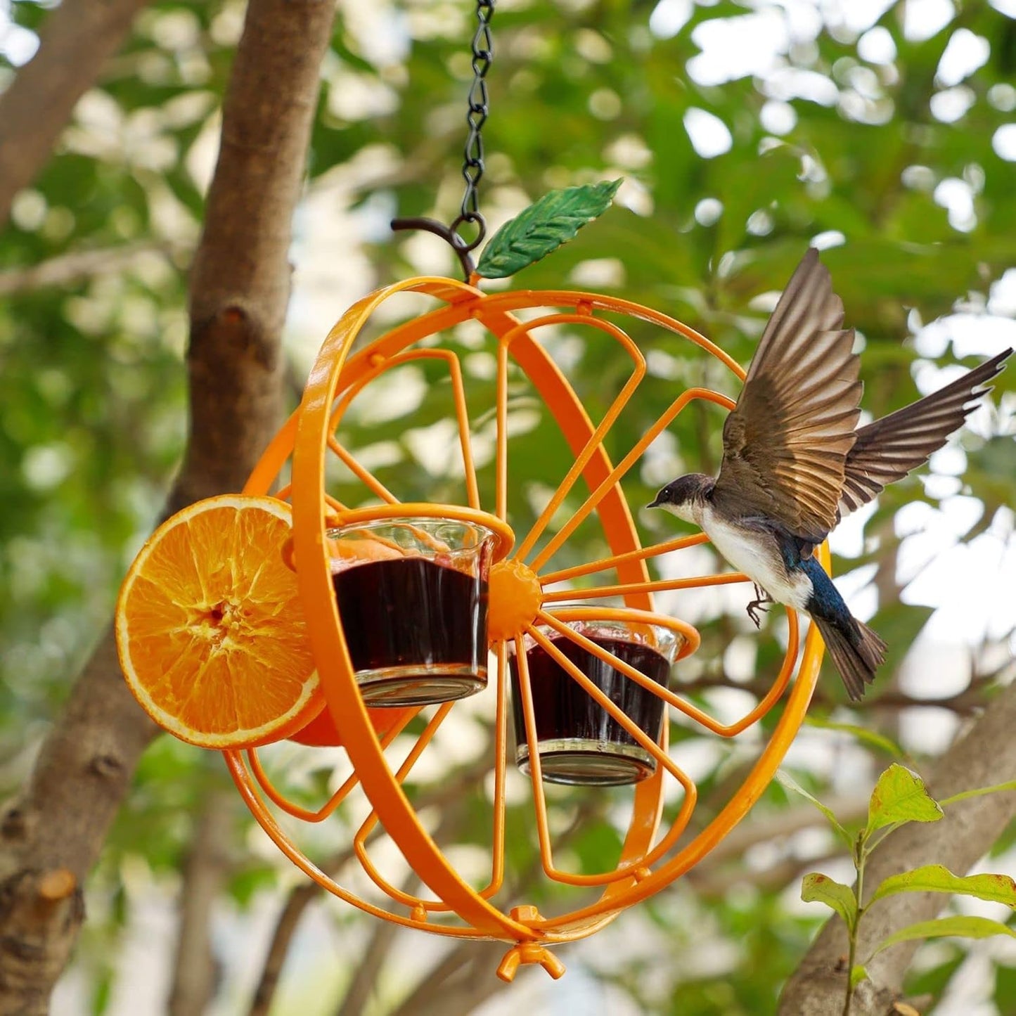 Wild Bird Feeder Hanging for Garden, Metal Outside Wild Bird Feeders with Hanging Chain and Bird Feeding Cup,Bird Feeder as Gift Ideas for Bird Lovers