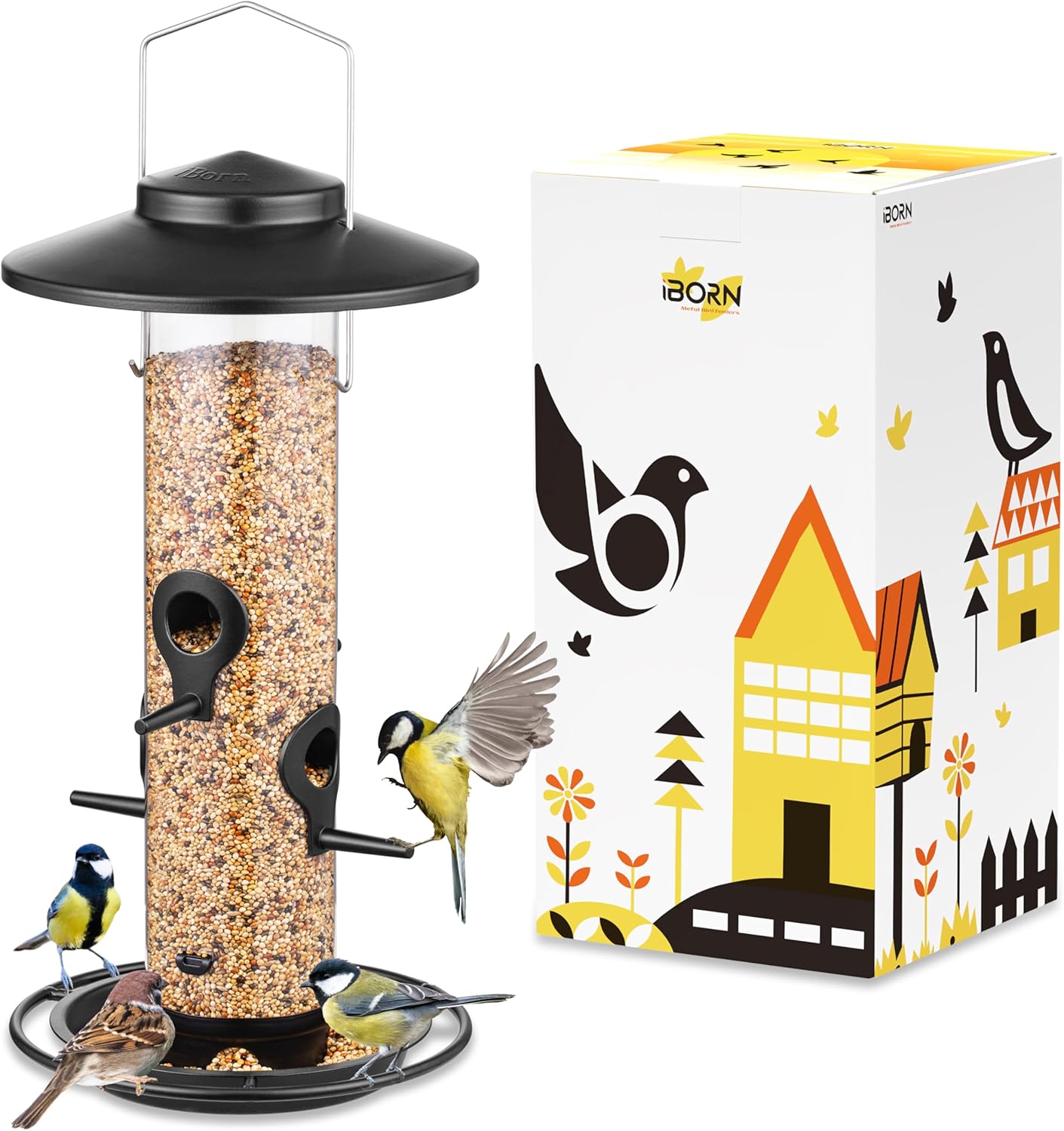 iBorn Metal Bird Feeders for Outdoors, 2LB Bird Seed Feeder 17cm Large