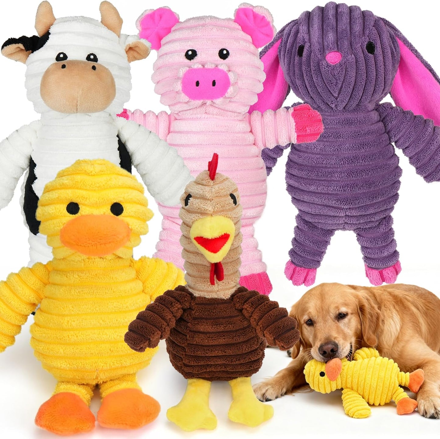 Prime Pets Dog Toys, 5 Pack, Plush Dog Squeaky Toys, Assortment Value 