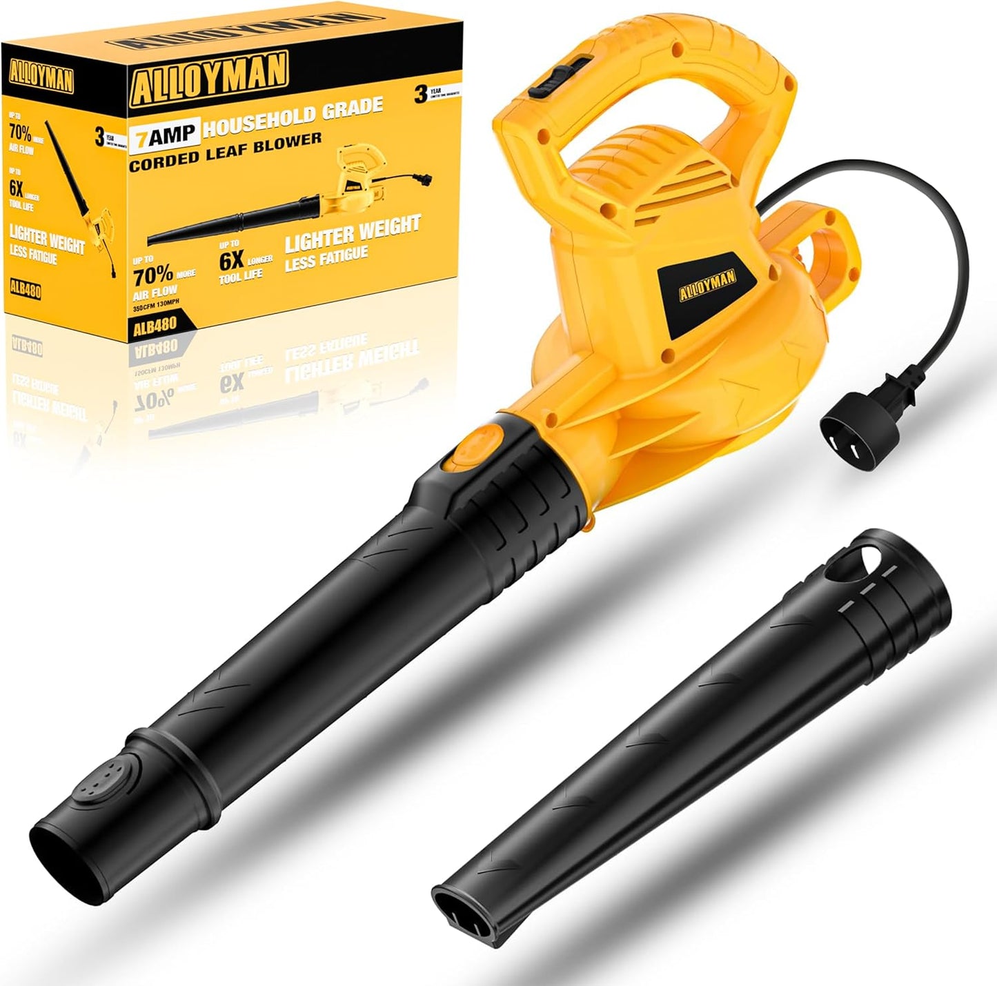 ALLOYMAN Electric Leaf Blower,7AMP Lawn Blower,130MPH Mini Leaf Blower