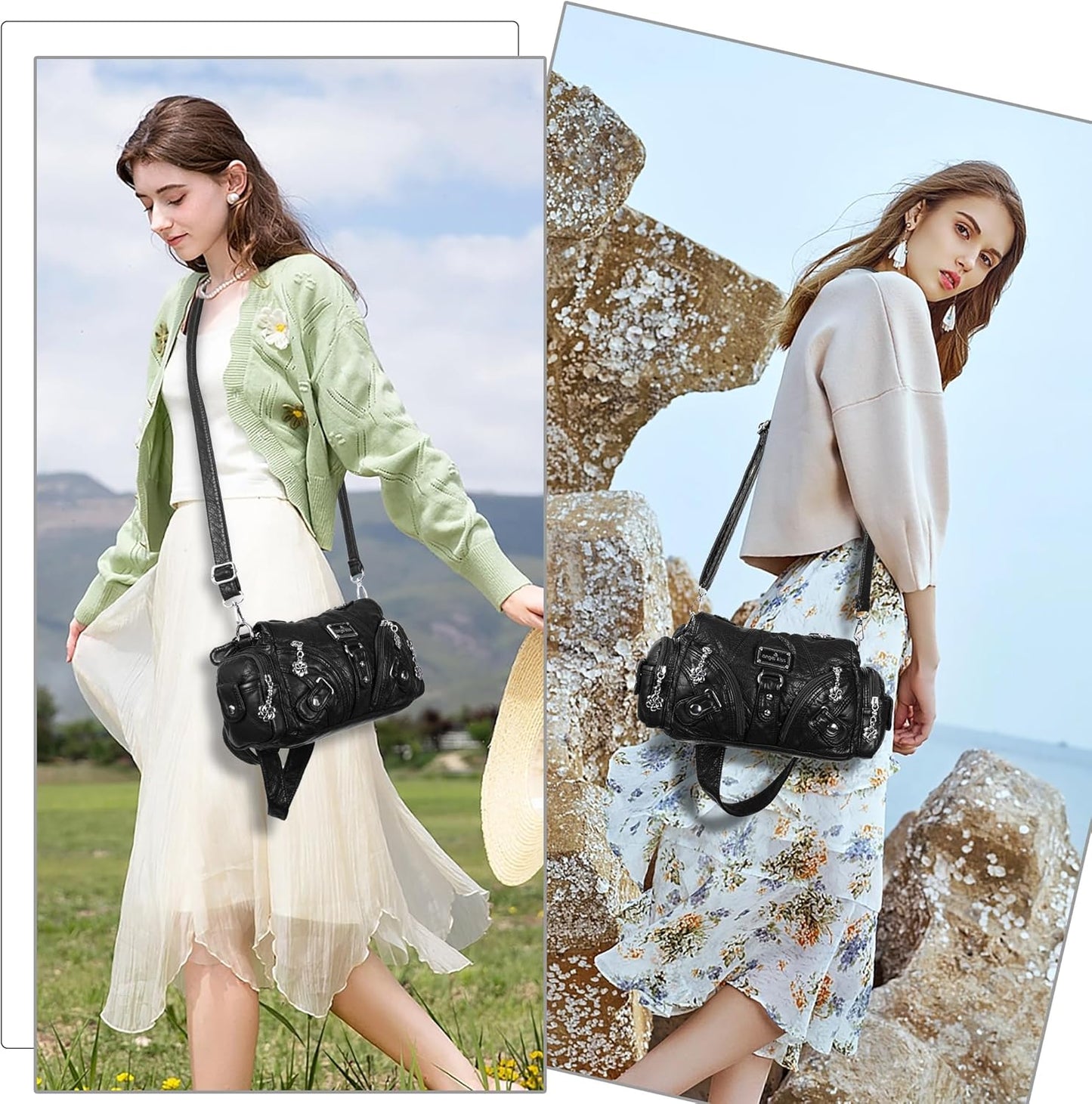 Angel Kiss Purses for Women Small Hobo Shoulder Bags Vagen Leather Mul