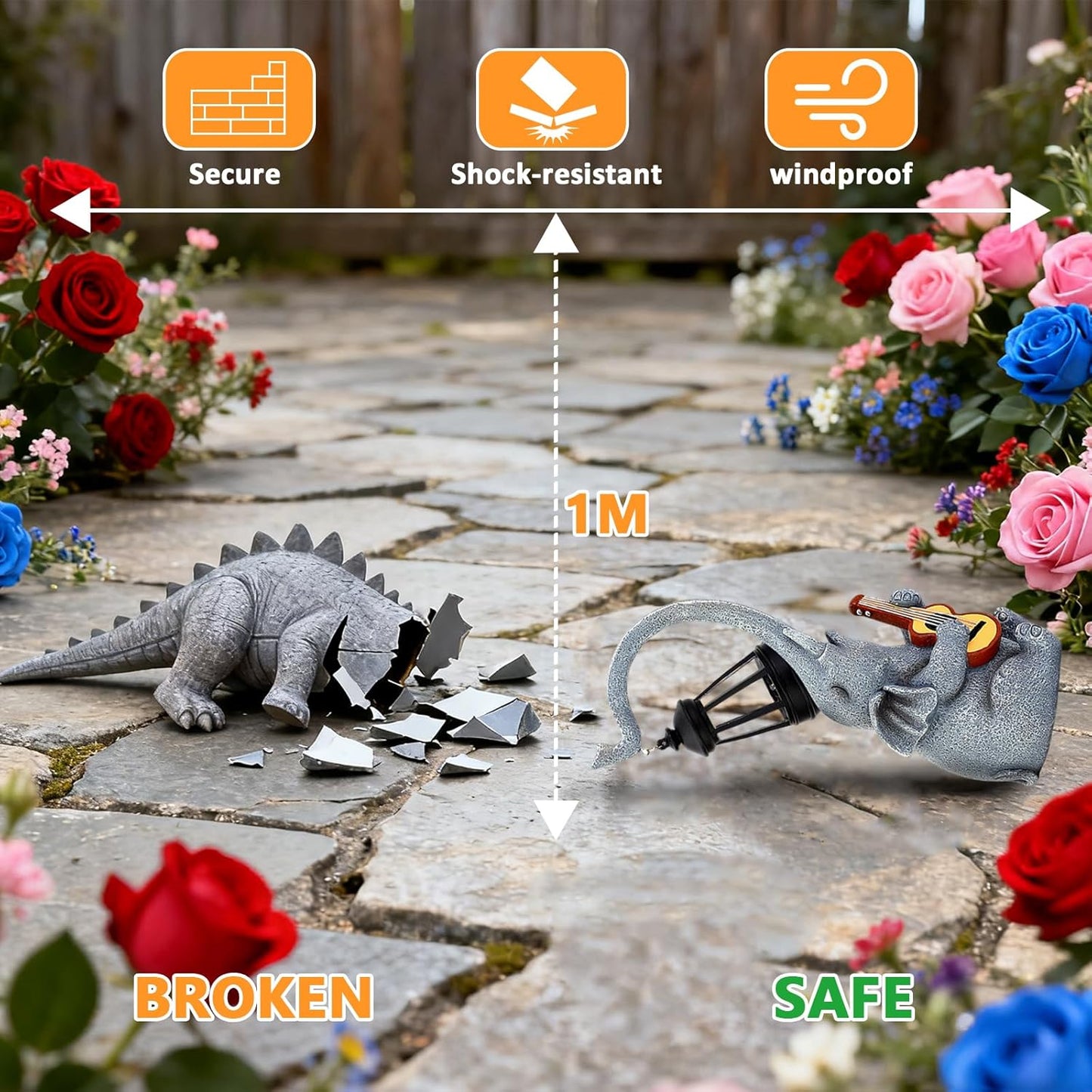 Solar Garden Decor Elephant Statue Lights, Outdoor Shatter-Resistant Resin Garden Statue Decoration for Yard Lawn Home, Unique Birthday and Housewarming Elephant Gifts for Women Mom