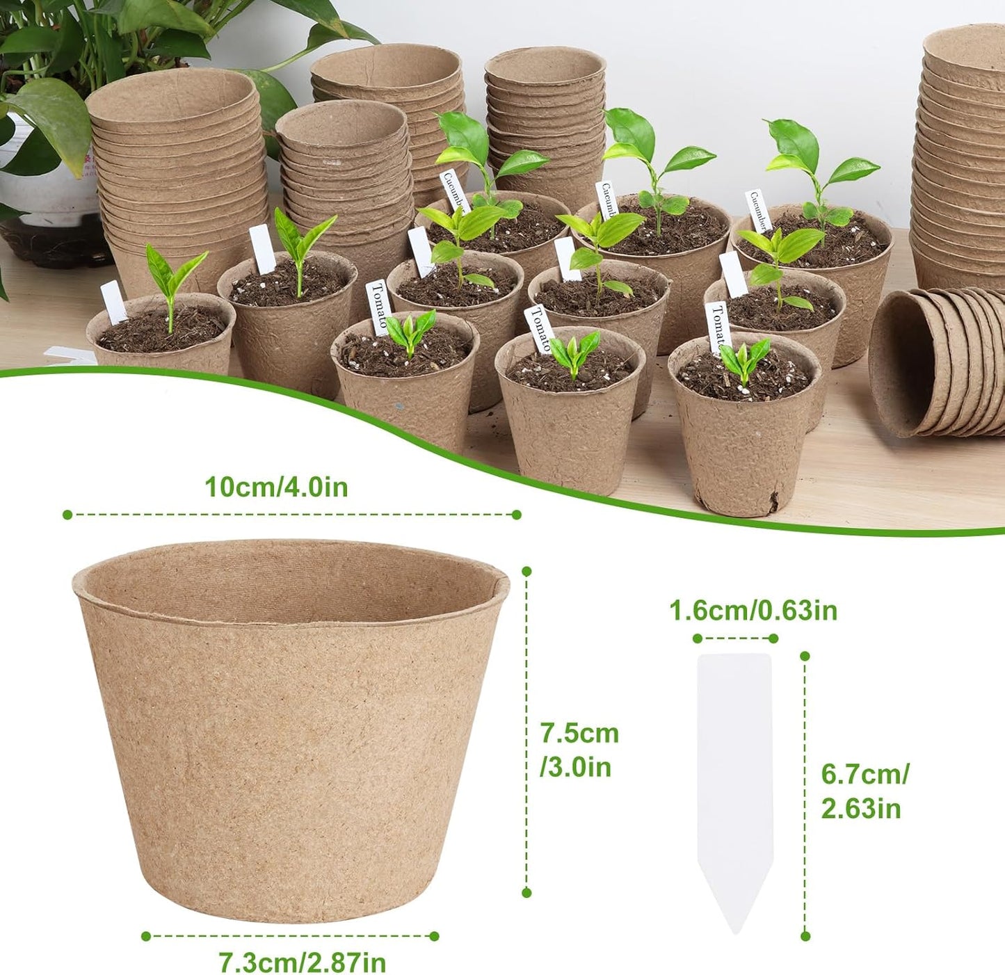 132 Pack Organic Peat Pots, 4 Inch Nursery Pot, Round Plant Seedling P