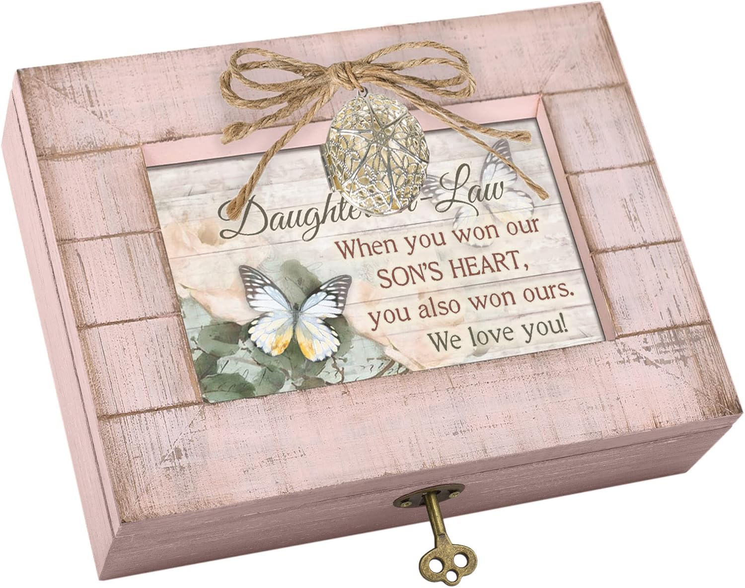 Cottage Garden Daughter in Law Love Blush Pink Distressed Locket Music