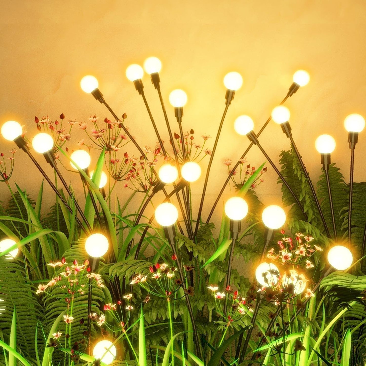 Flumy Solar Garden Lights Outdoor - 4 Pack 32 LED Firefly Lights Water