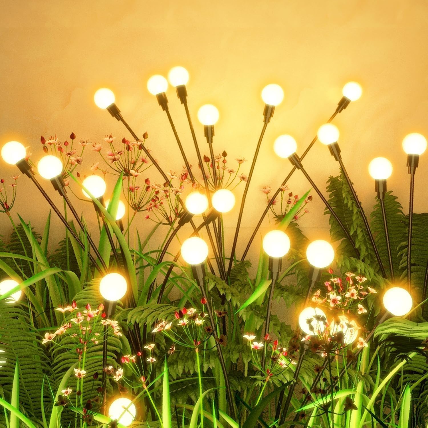 Flumy Solar Garden Lights Outdoor - 4 Pack 32 LED Firefly Lights Water