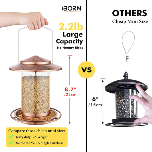 iBorn Bird Feeders for Outdoors Hanging,Metal Bird Feeders for Cardina