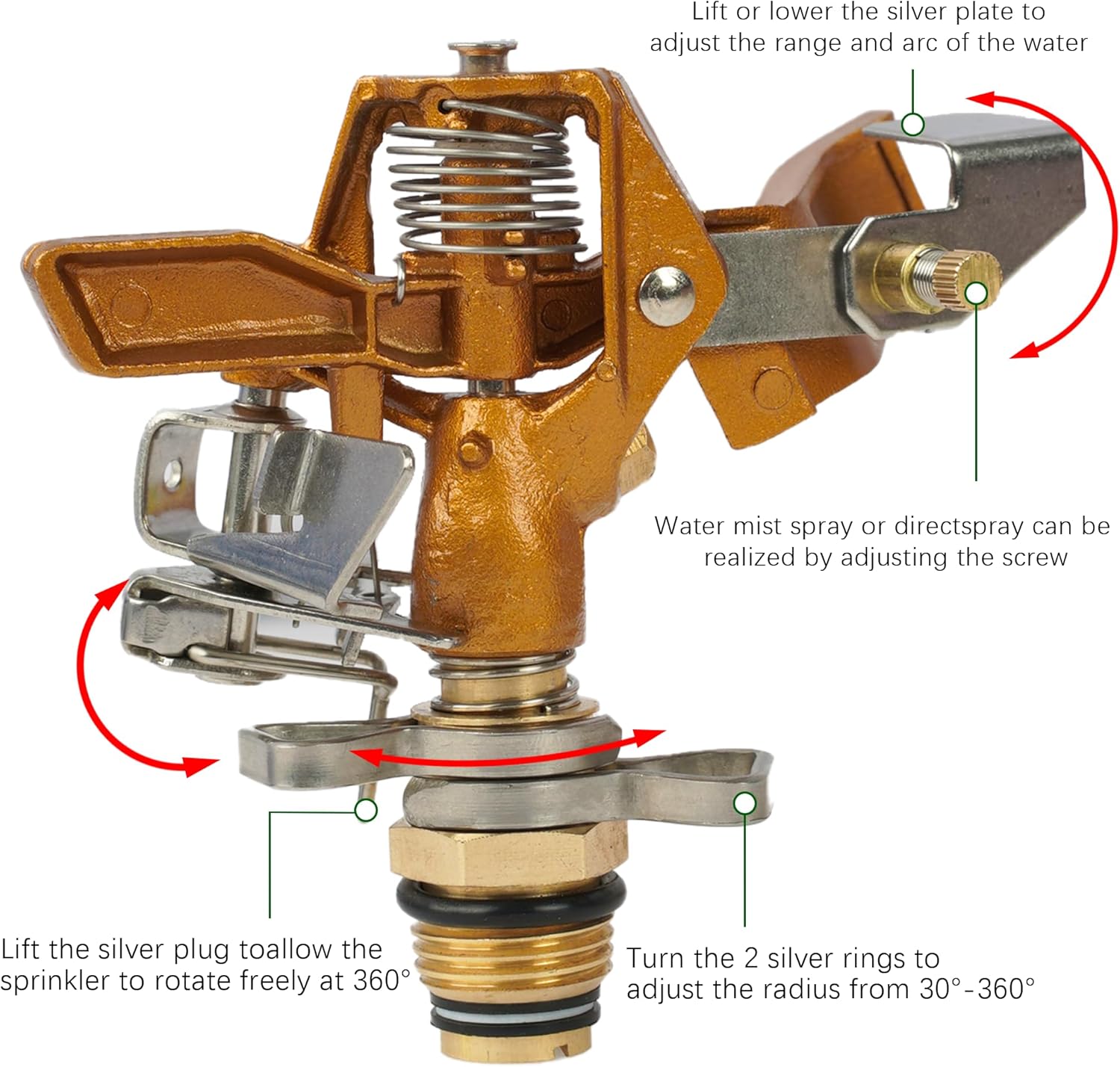 Impact Sprinkler on Tripod Base, Tripod Sprinklers with Brass Head, 36