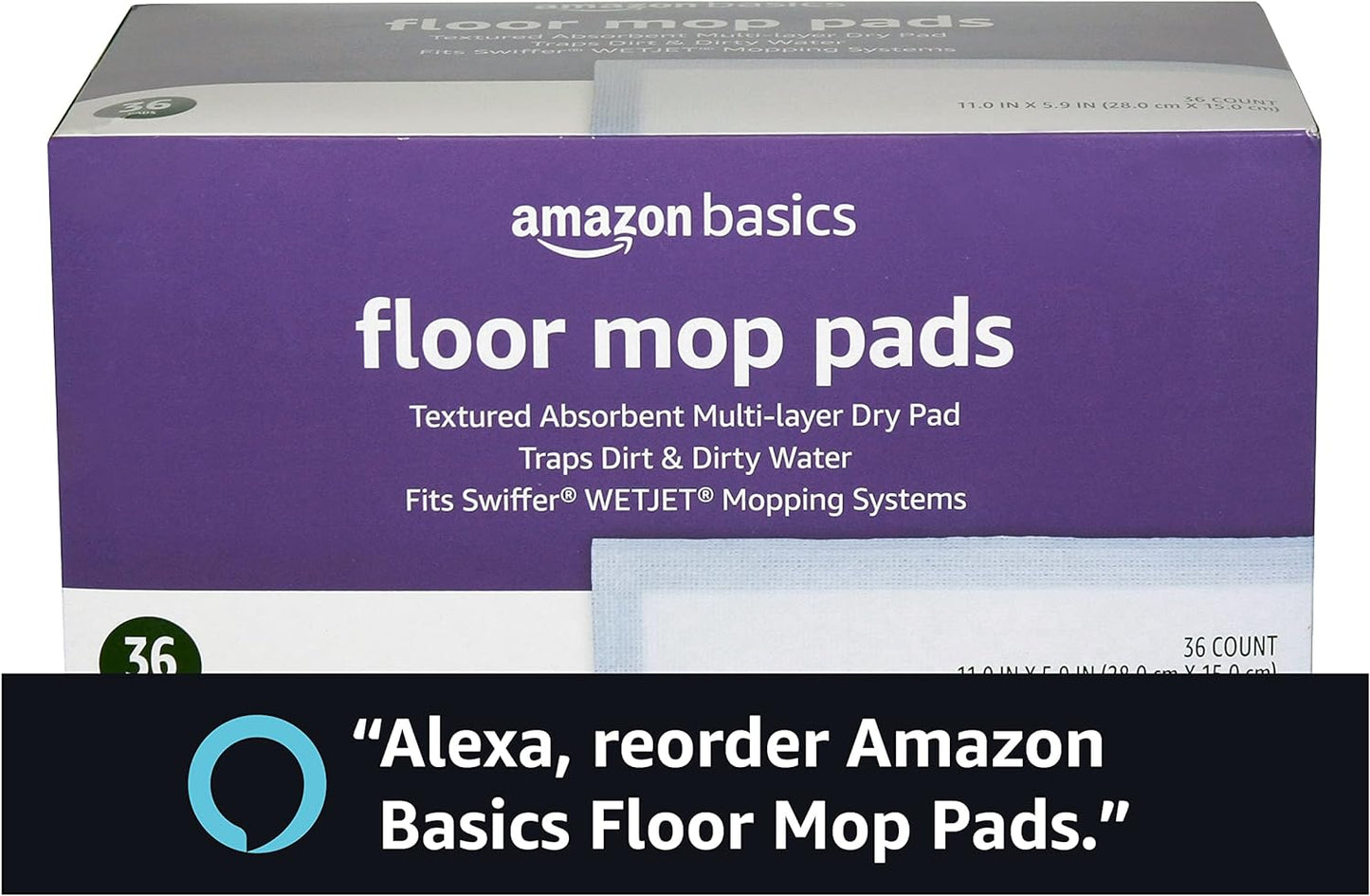 Amazon Basics Floor Cleaning Wet Mopping Pads, Super Absorbent, Fits Swiffer WetJet Mopping Systems, 36 Count