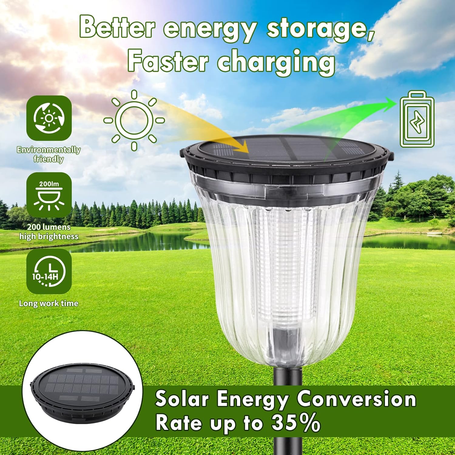 Solar Lights Outside Waterproof, 6 Pack 200 Lumens Super Bright Solar 