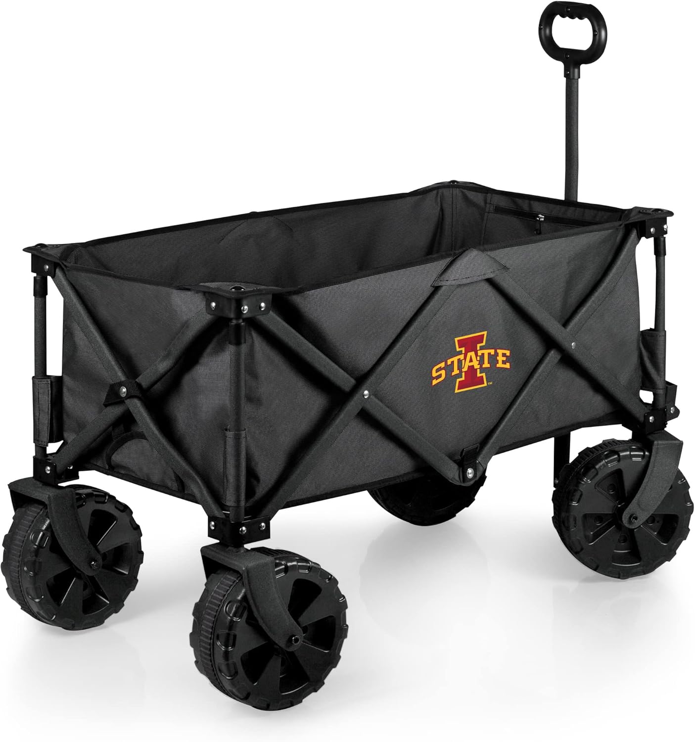 PICNIC TIME NCAA Adventure Wagon Elite All-Terrain Folding Beach Wagon with Big Wheels Plus Table Top Lid & Soft Cooler Liner, (Dark Gray)