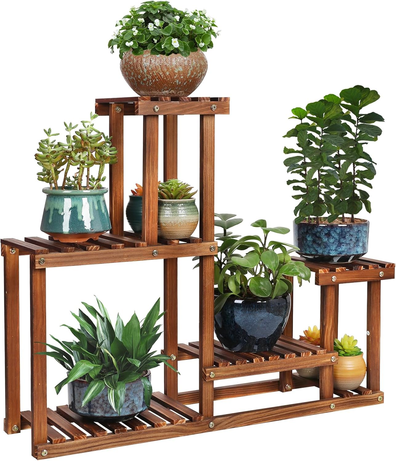 Pine Wood Plant Stand Indoor Outdoor Multi Layer Flower Shelf Rack Hig