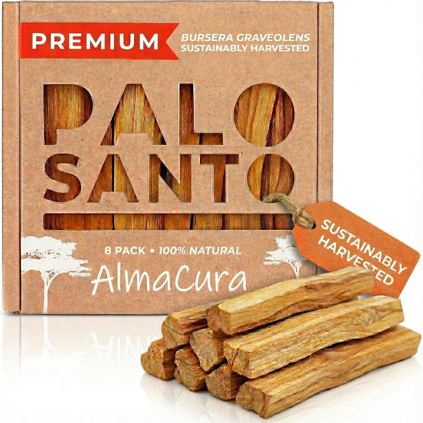 Palo Santo Premium Sticks (8) Smudging Incense Certified Pure Ethicall