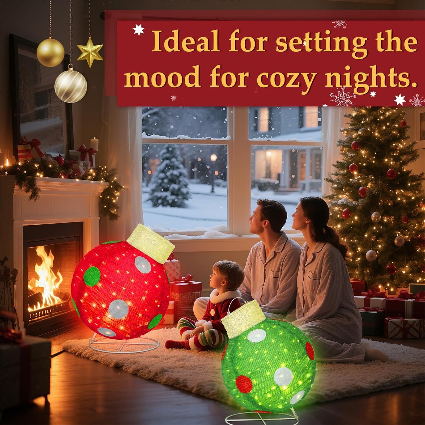 2 PCS Large Pop-Up Christmas Ball Ornaments Outdoor Decorations with B