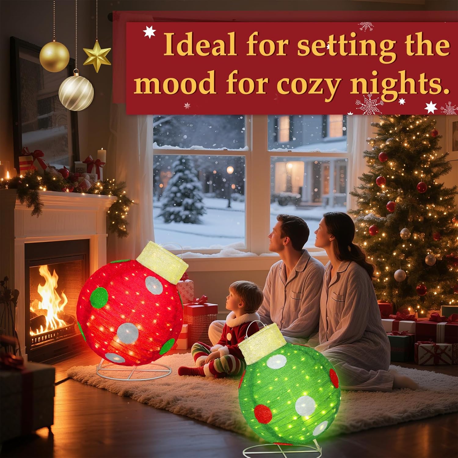 2 PCS Large Pop-Up Christmas Ball Ornaments Outdoor Decorations with B