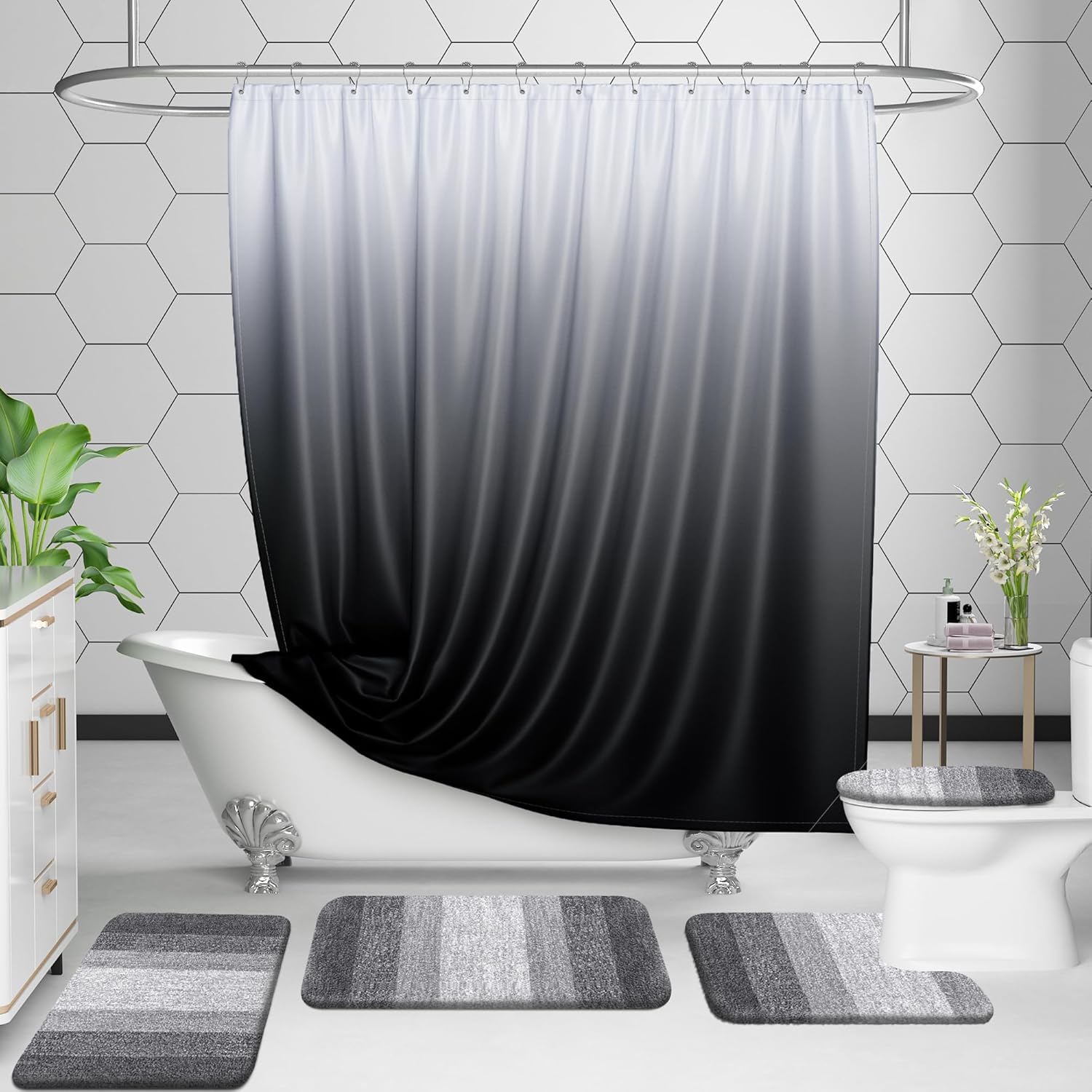 OLANLY Bathroom Rug Set 2 Piece, Soft Absorbent Microfiber Bath Mats a