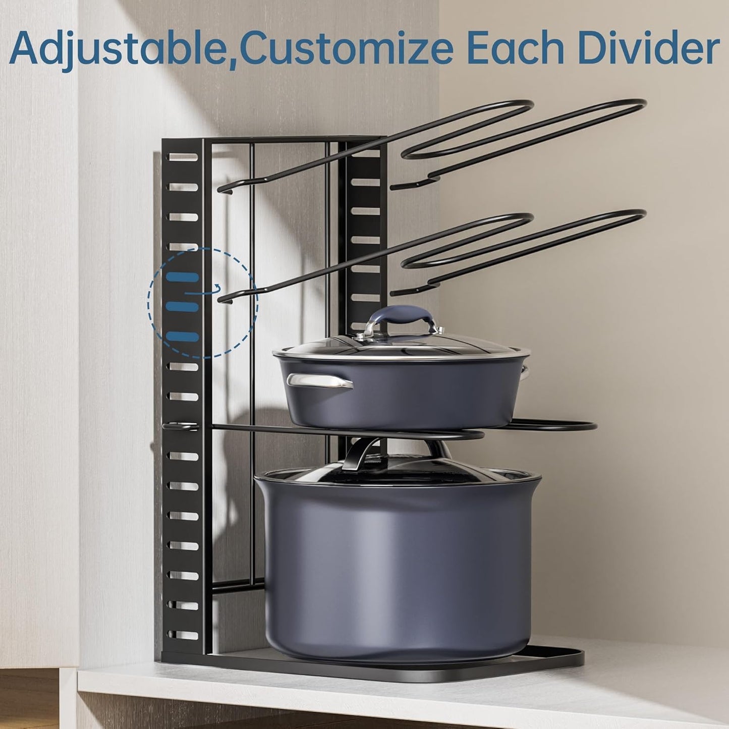ORDORA Pots and Pans Organizer under Cabinet 14.55 Height, Adjustable 