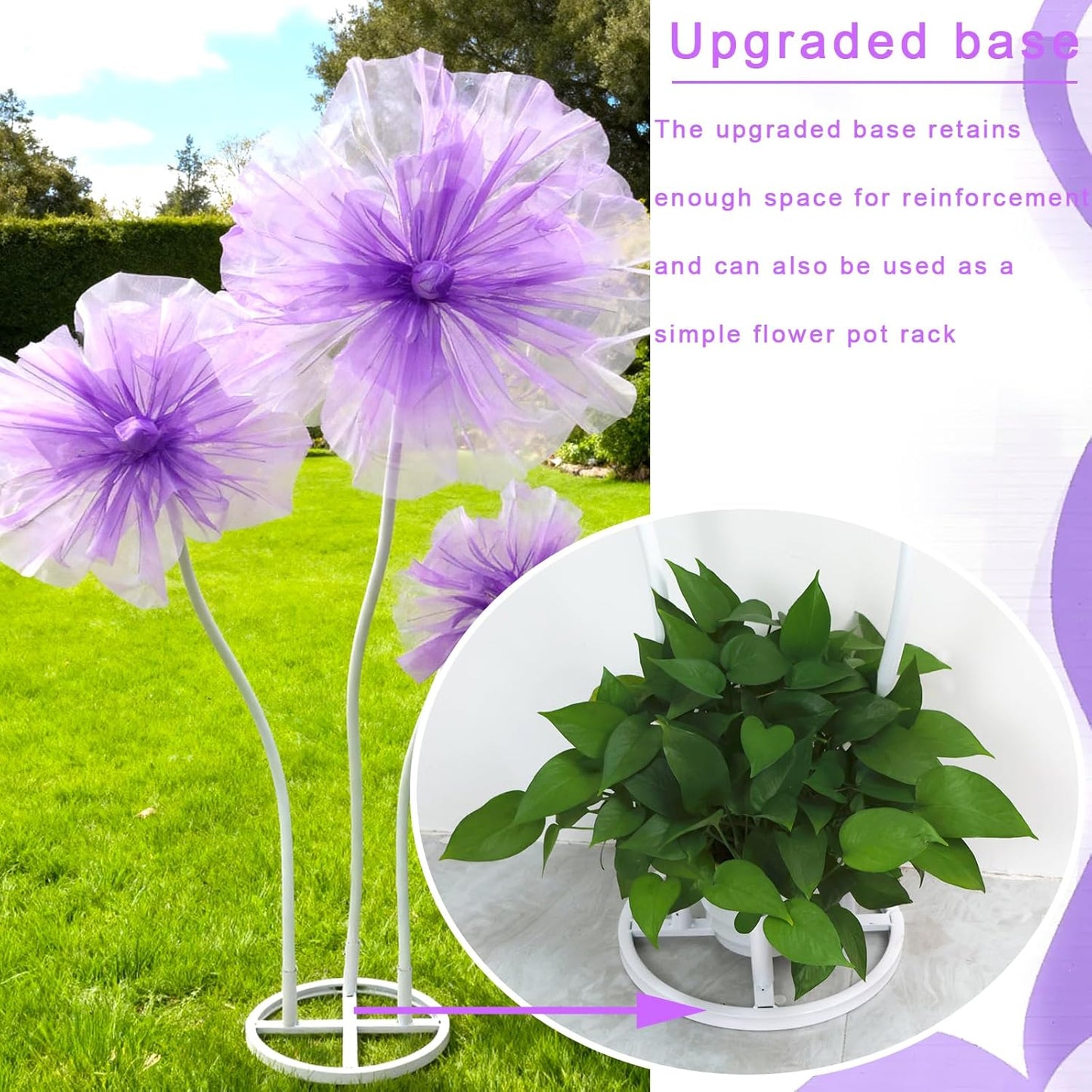WARMALL 3PCS Giant Flowers for Decoration, 5.9Ft Large Artificial Silk