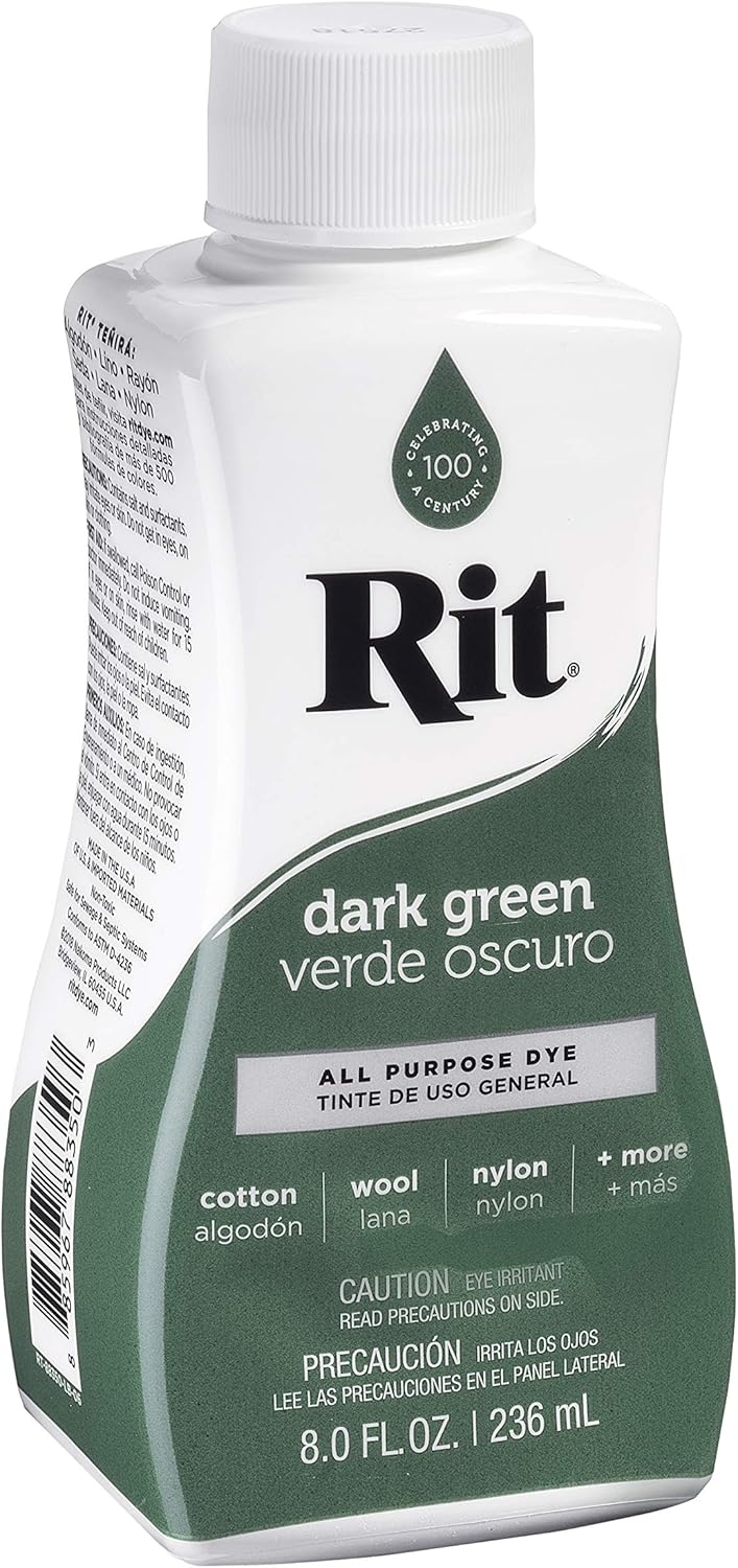 Rit Liquid Fabric Dye, 8-Ounce, Dark Green, 8 Fl Oz (Pack of 1)