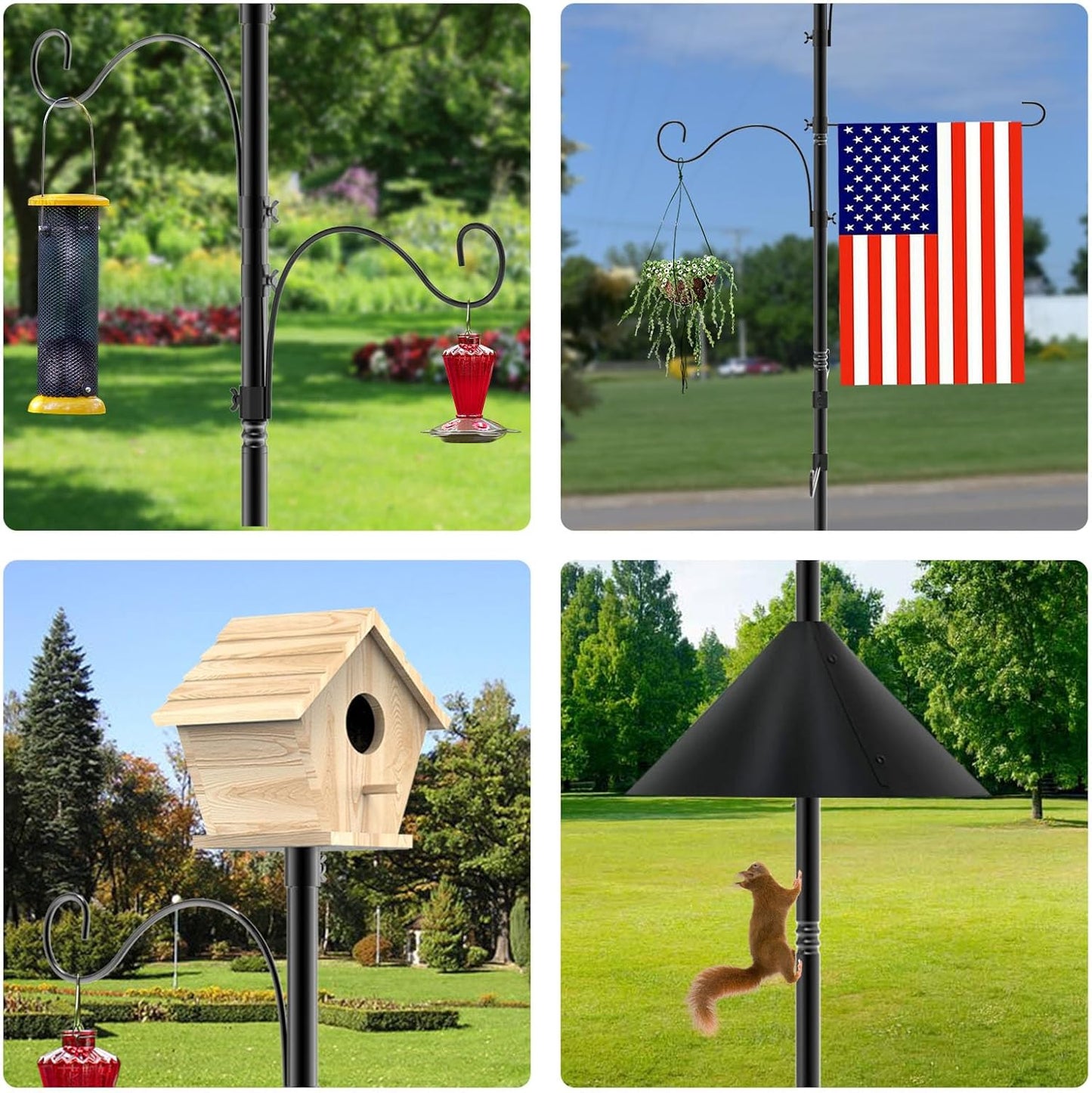 Bird Feeder Pole 118 Inch,Bird House Pole Mount Kit with Squirrel Proof BafflePresent for Mom,Good Luck Elephant Outdoor Statue Decorations,Funny Patio and Outdoor Yard Decoration