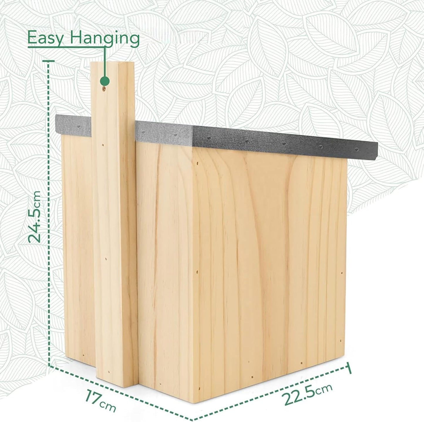 I Solid Wood Birdhouse for Robins & Co with Metal Roof - 100% Weatherproof - Nesting & Breeding Box for Garden Redstart, Niche Breeding Birds, Robin Nesting Box
